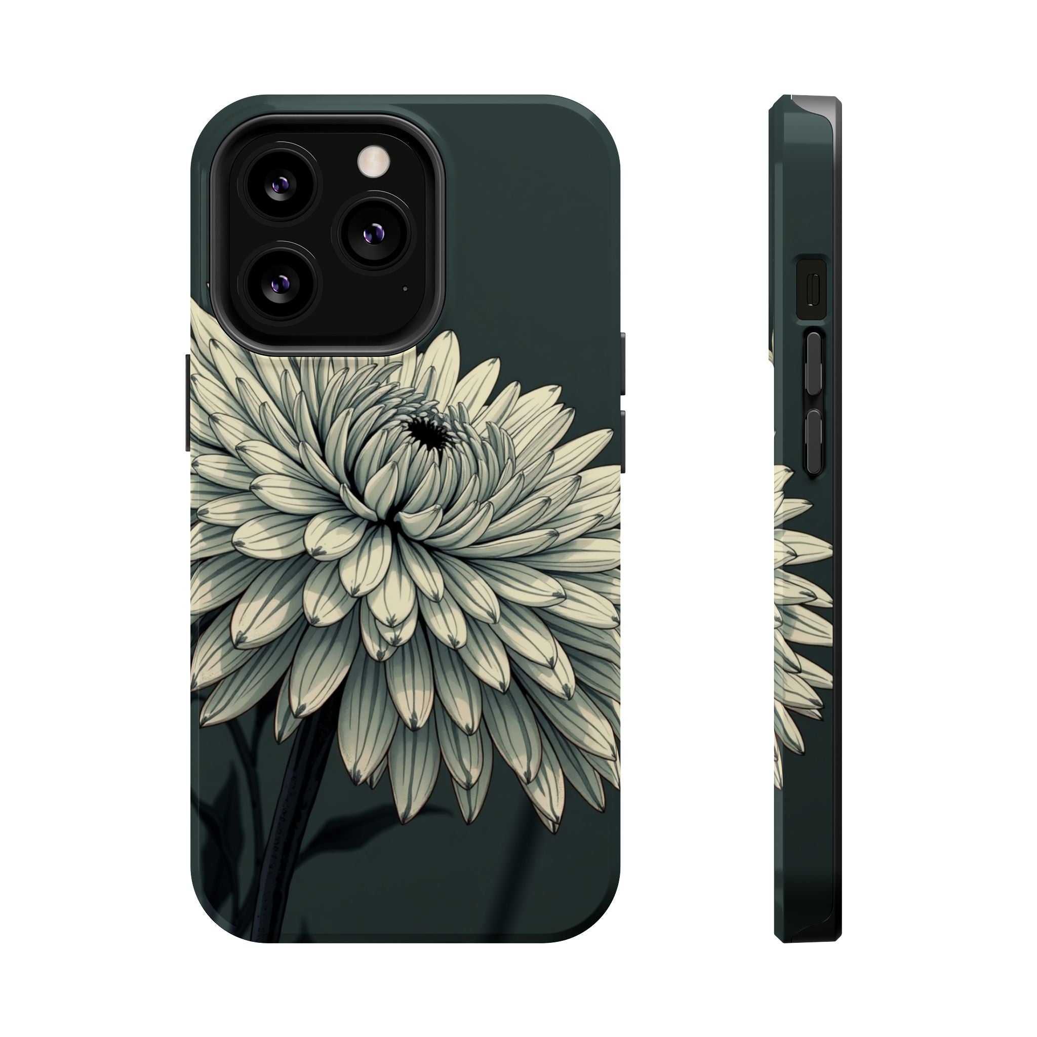 iPhone Chrysanthemum Classic Dark Gothic Ink Carry Case Slim Snap Case · iPhone
