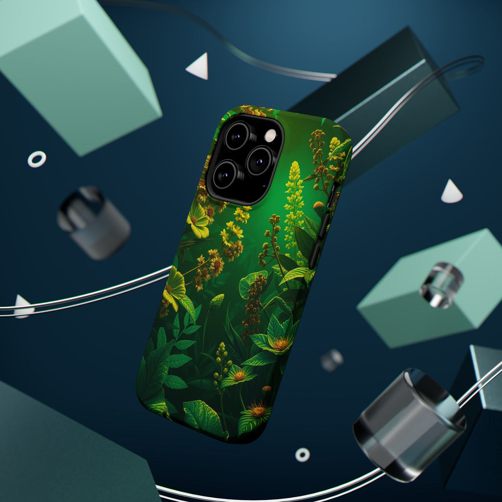 iPhone Emerald Green And Gold Vintage Botanicals Print Slim Snap Case · iPhone C