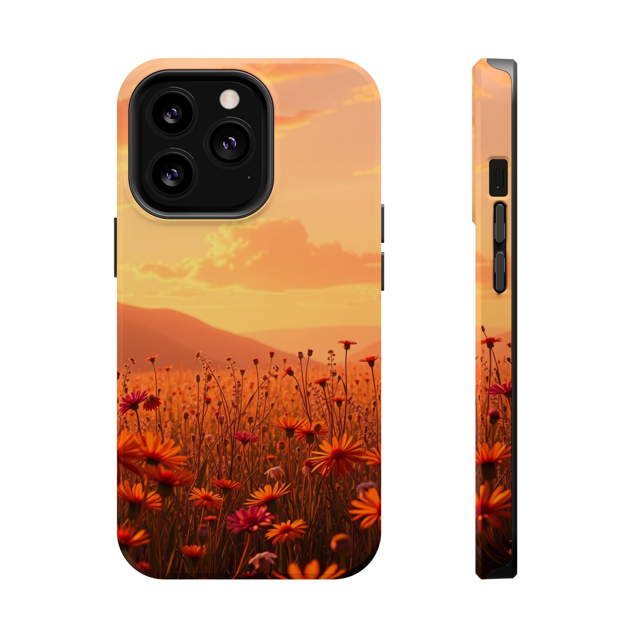 iPhone Sunset Amber And Peach Wildflower Field Soft iPhone Finish · iPhone Case
