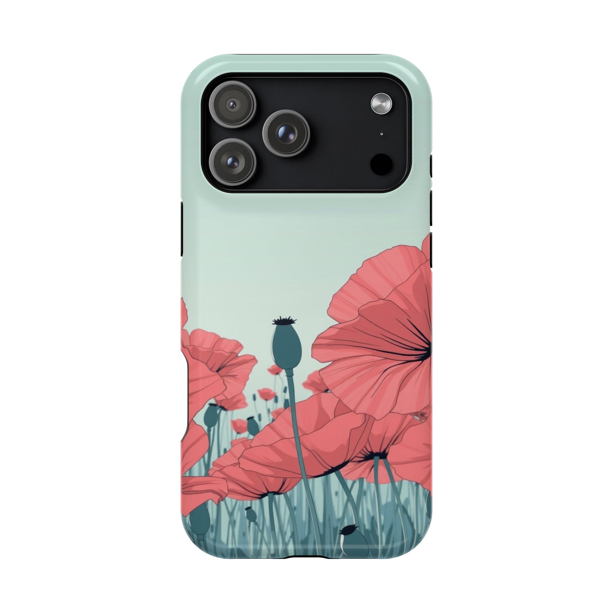 iPhone Mint And Blush Poppy Field Bold Modern Everyday Snap Case · iPhone Case