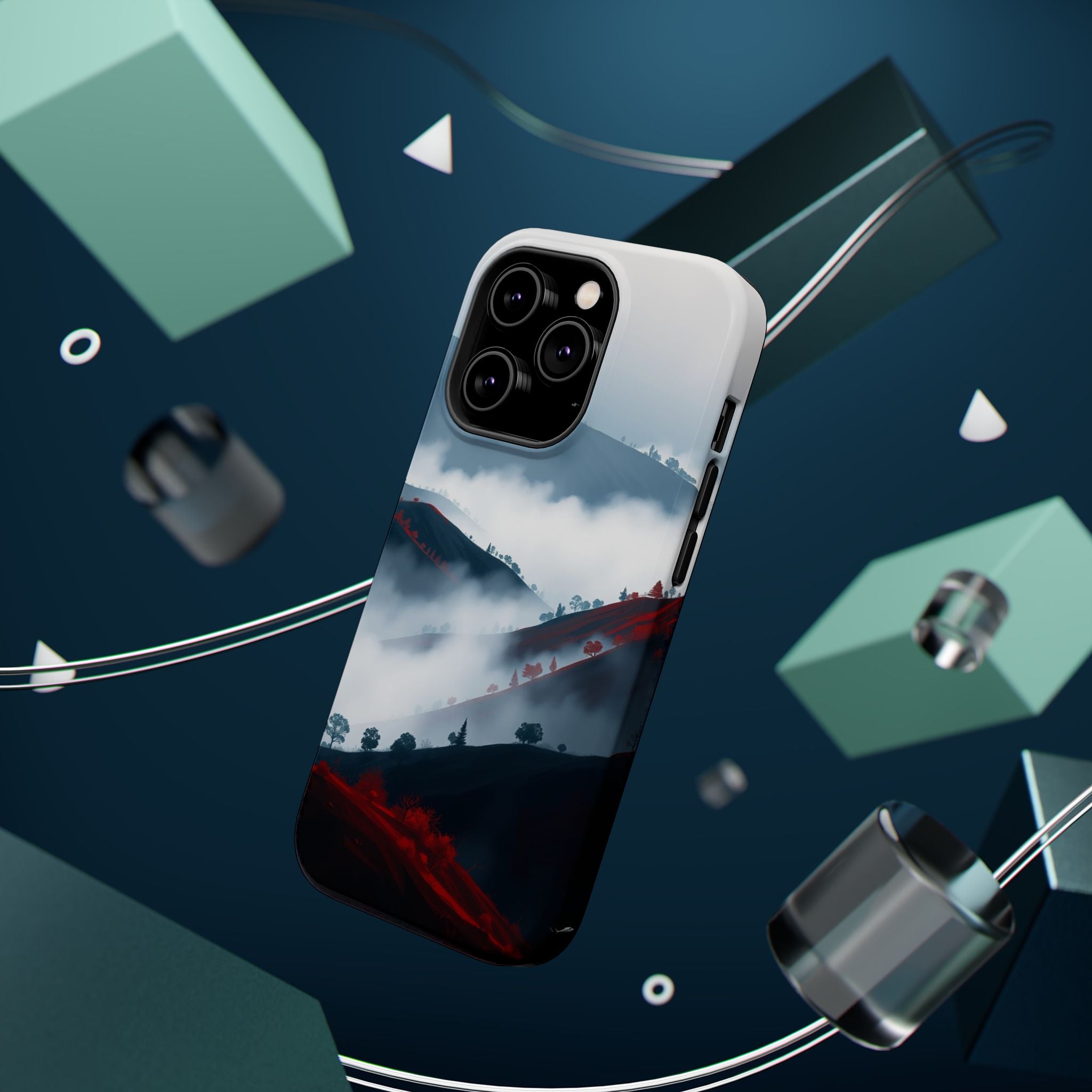 iPhone Black And Crimson Fog Rolling Over Hills Soft iPhone Finish · iPhone Case