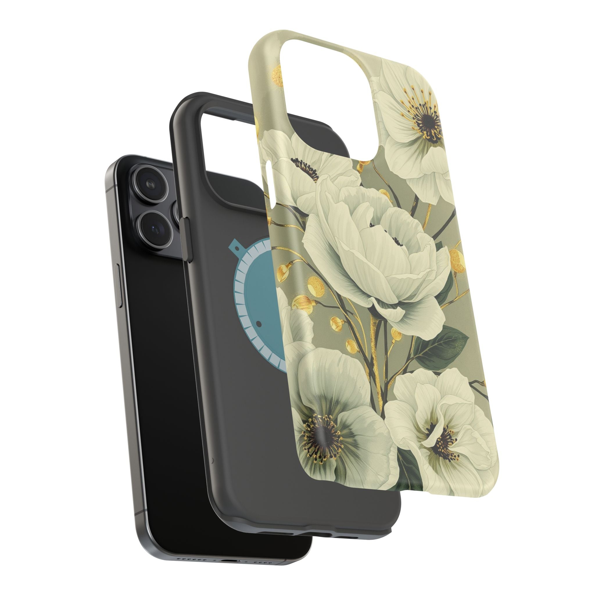 iPhone Sage And Ivory Floral Ink Wash Slim Everyday iPhone 14 Designer · iPhone