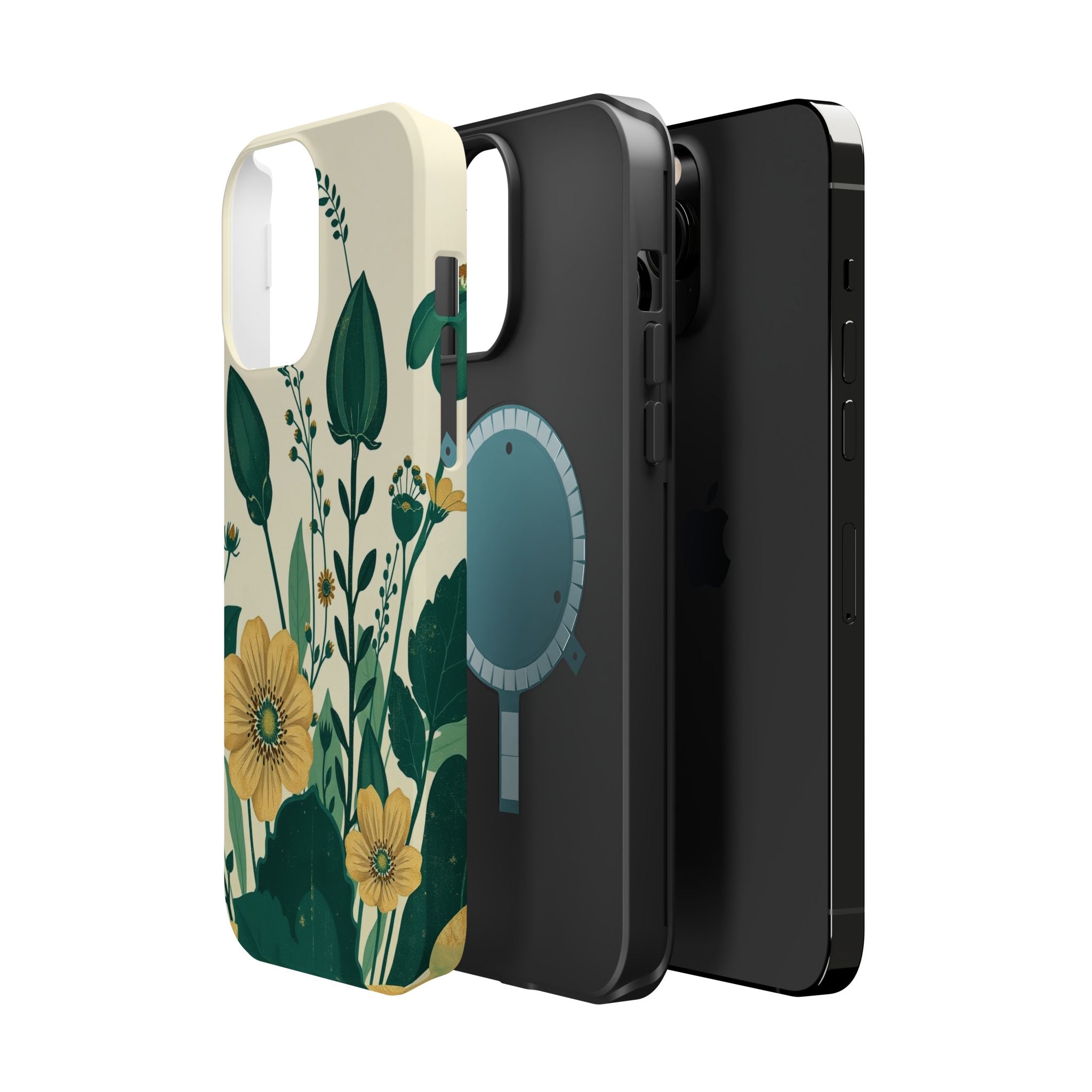 iPhone Emerald Green And Gold Pressed Botanicals Clean iPhone Minimal · iPhone C