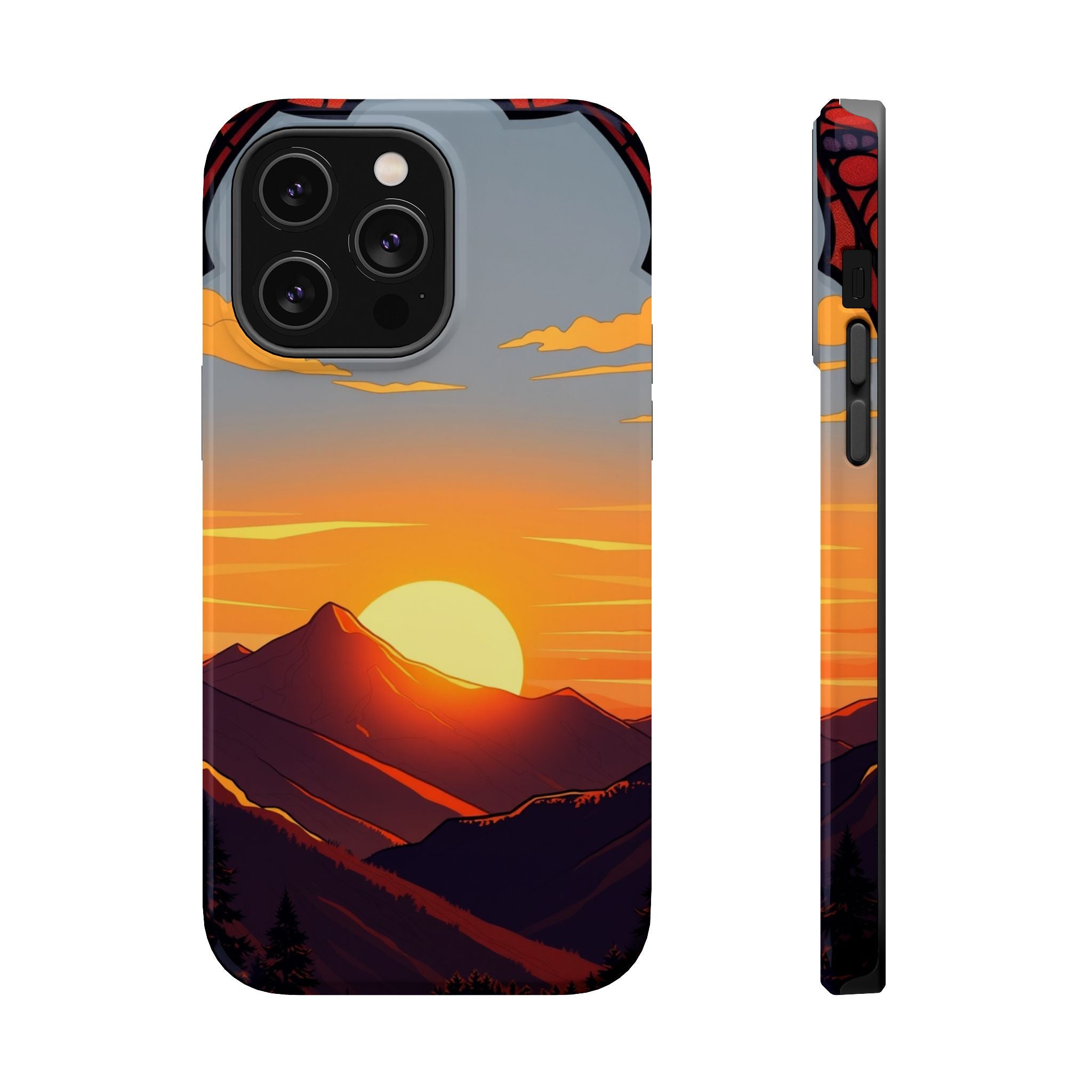 iPhone Sunset Amber And Peach Mountain at Sunrise iPhone Clean Minimal · iPhone