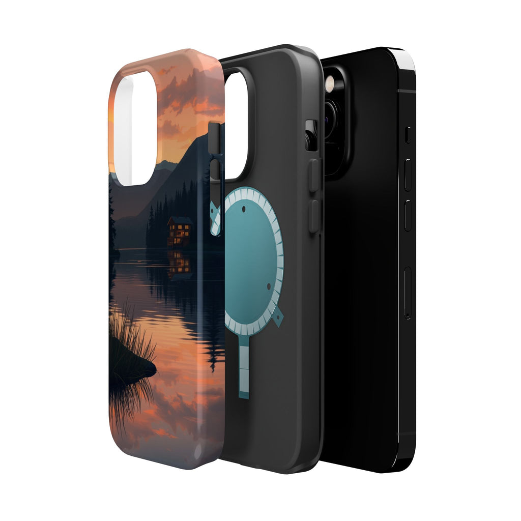 iPhone Sunset Amber And Peach Lake at Twilight Soft iPhone Finish · iPhone Case