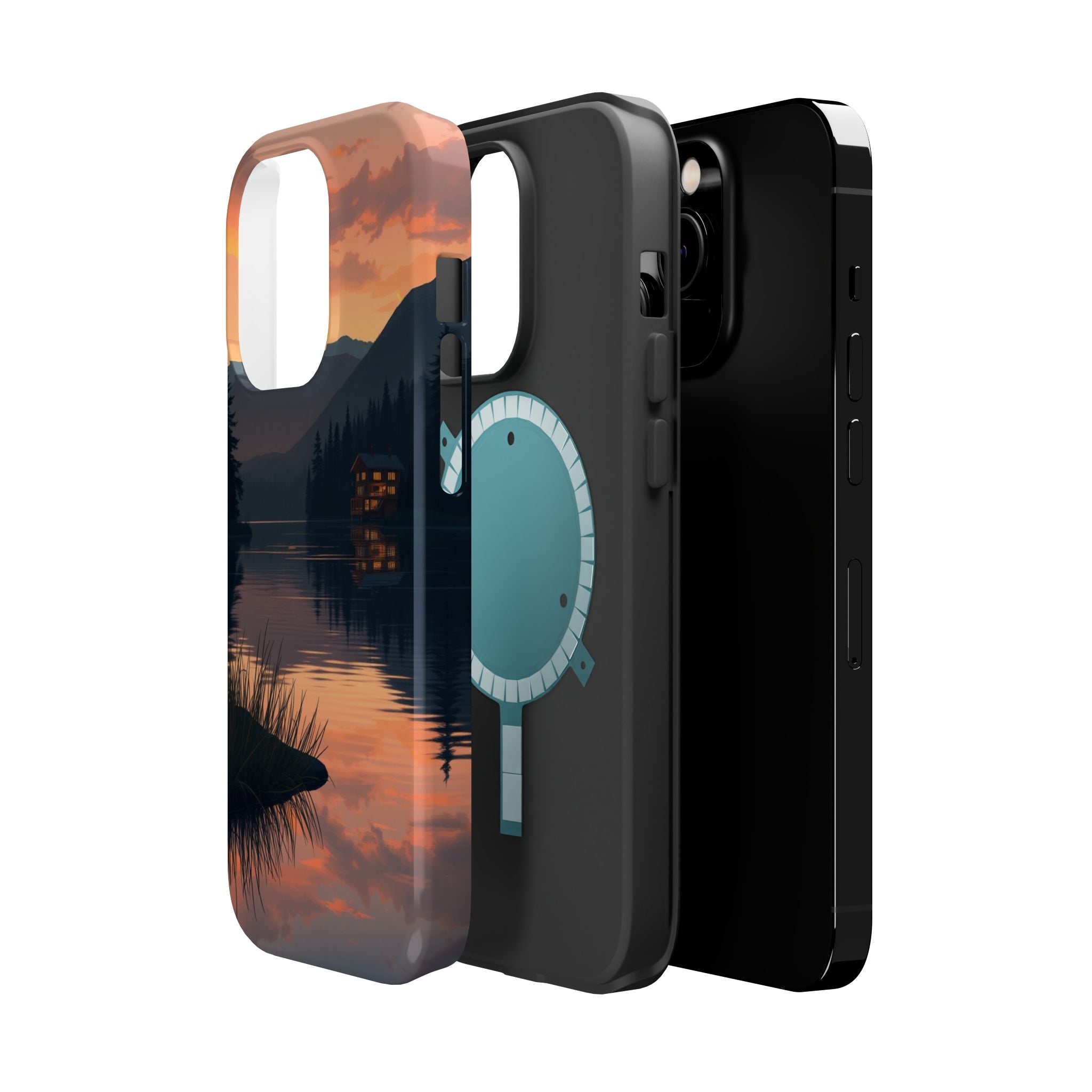 iPhone Sunset Amber And Peach Lake at Twilight Soft iPhone Finish · iPhone Case