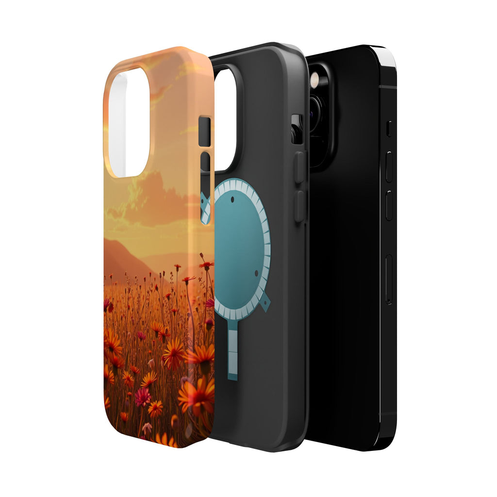 iPhone Sunset Amber And Peach Wildflower Field Soft iPhone Finish · iPhone Case