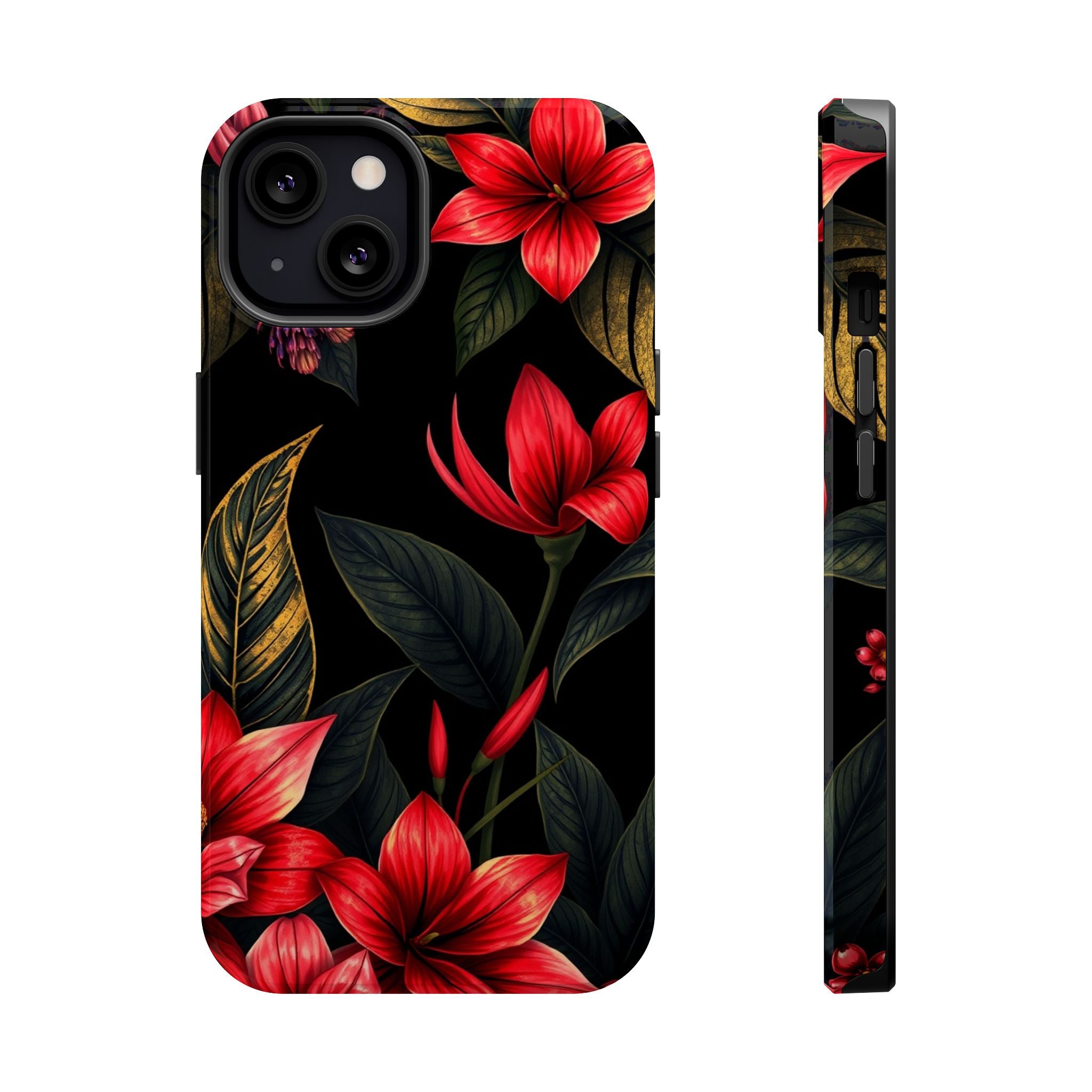 iPhone Black And Crimson Jungle Floral Slim Everyday Designer Case · iPhone Case