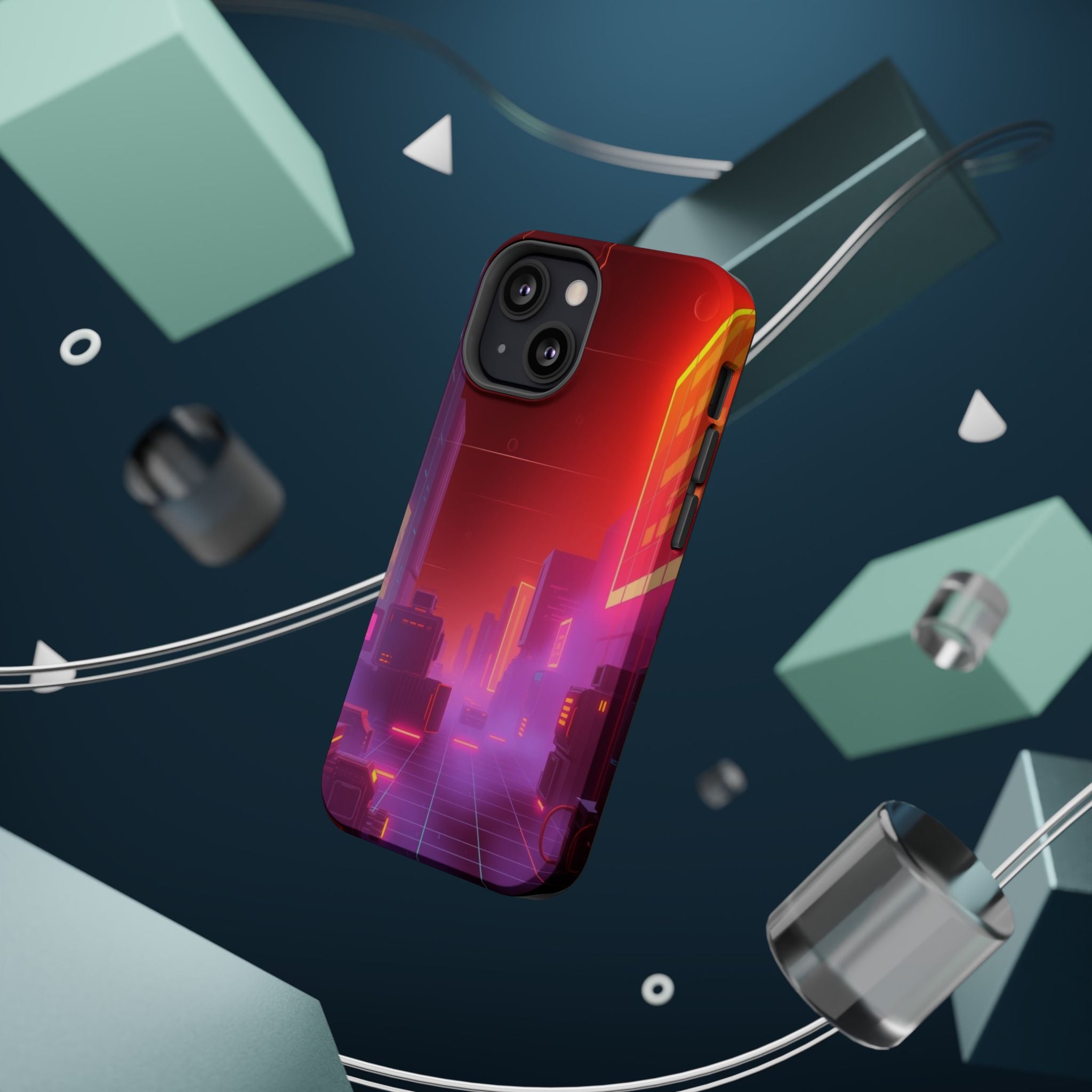 iPhone Dreamy 80s Grid Synthwave Design Slim Everyday Designer Case · iPhone Cas