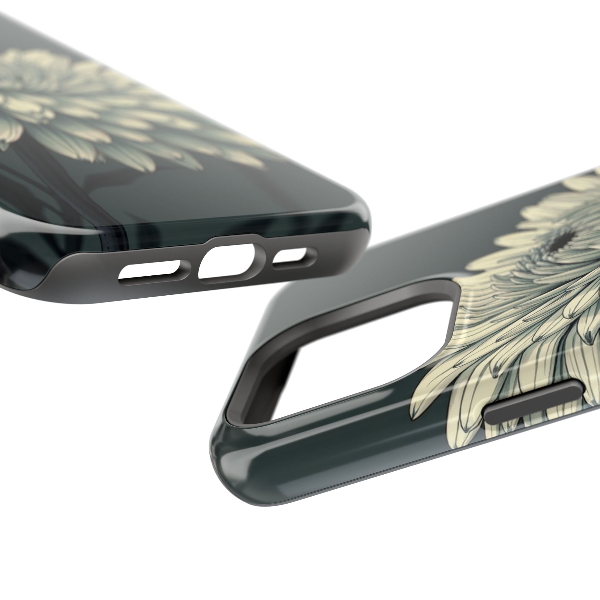 iPhone Chrysanthemum Classic Dark Gothic Ink Carry Case Slim Snap Case · iPhone