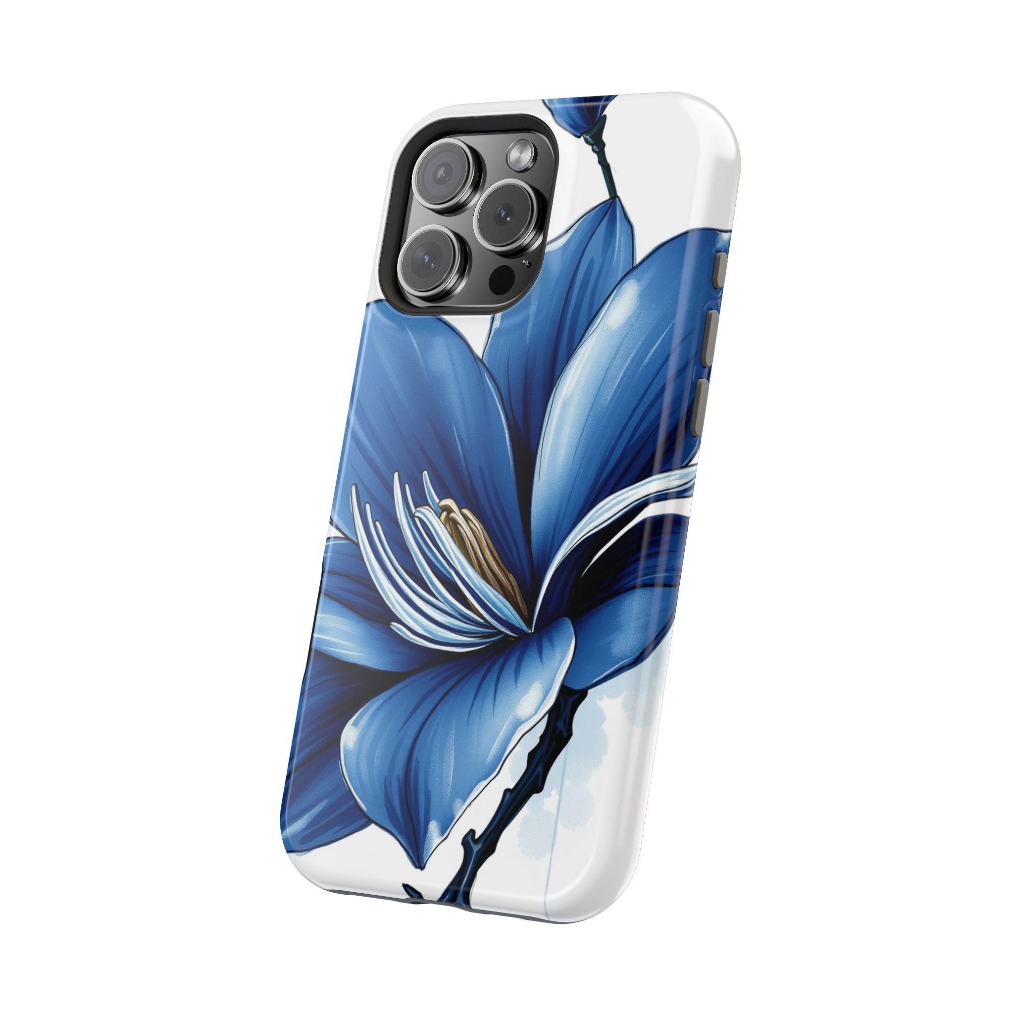 iPhone Midnight Blue And Silver Magnolia Dream Soft iPhone Finish · iPhone Case