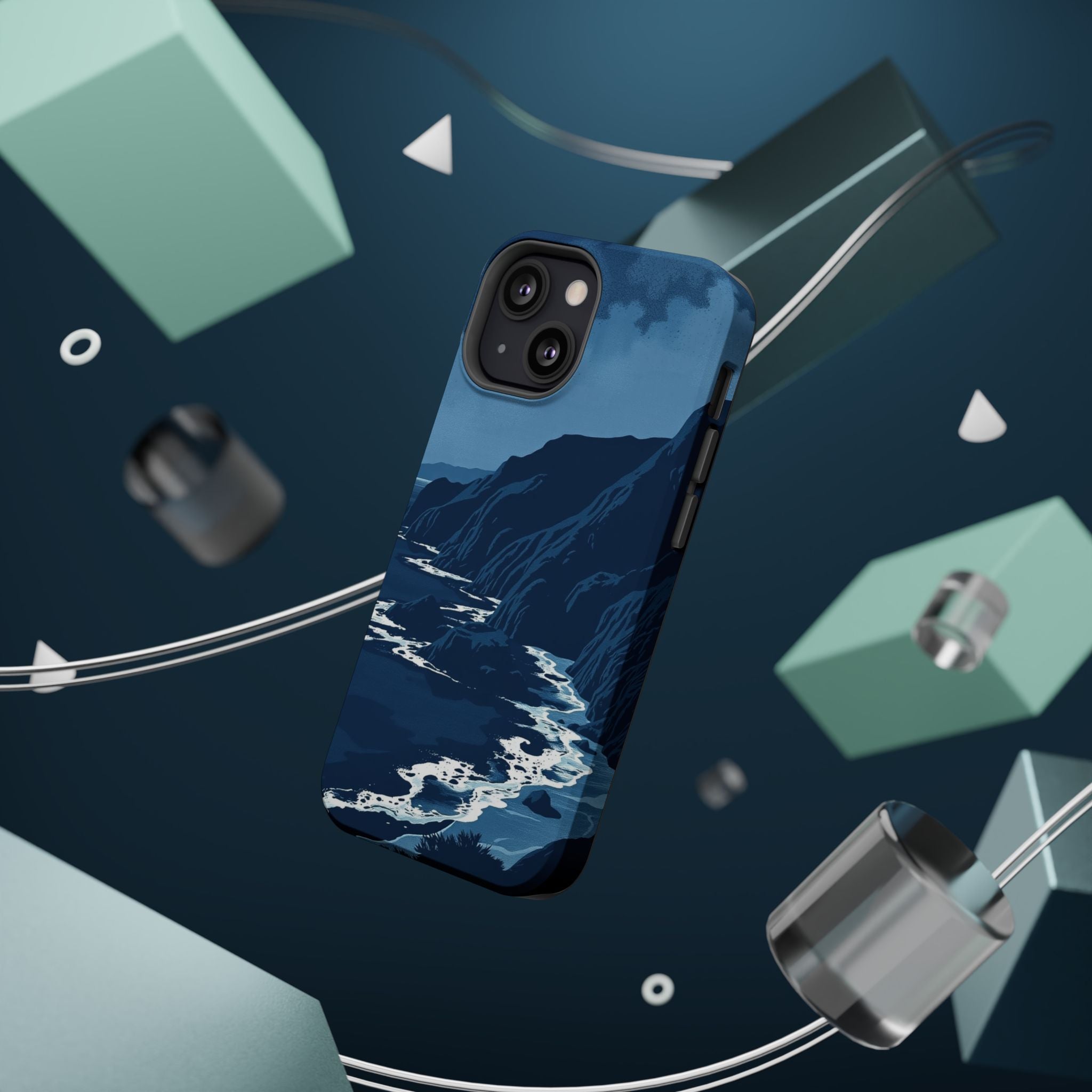 iPhone Midnight Blue And Silver Hibiscus Coast Carry Case Slim Snap Case · iPhon