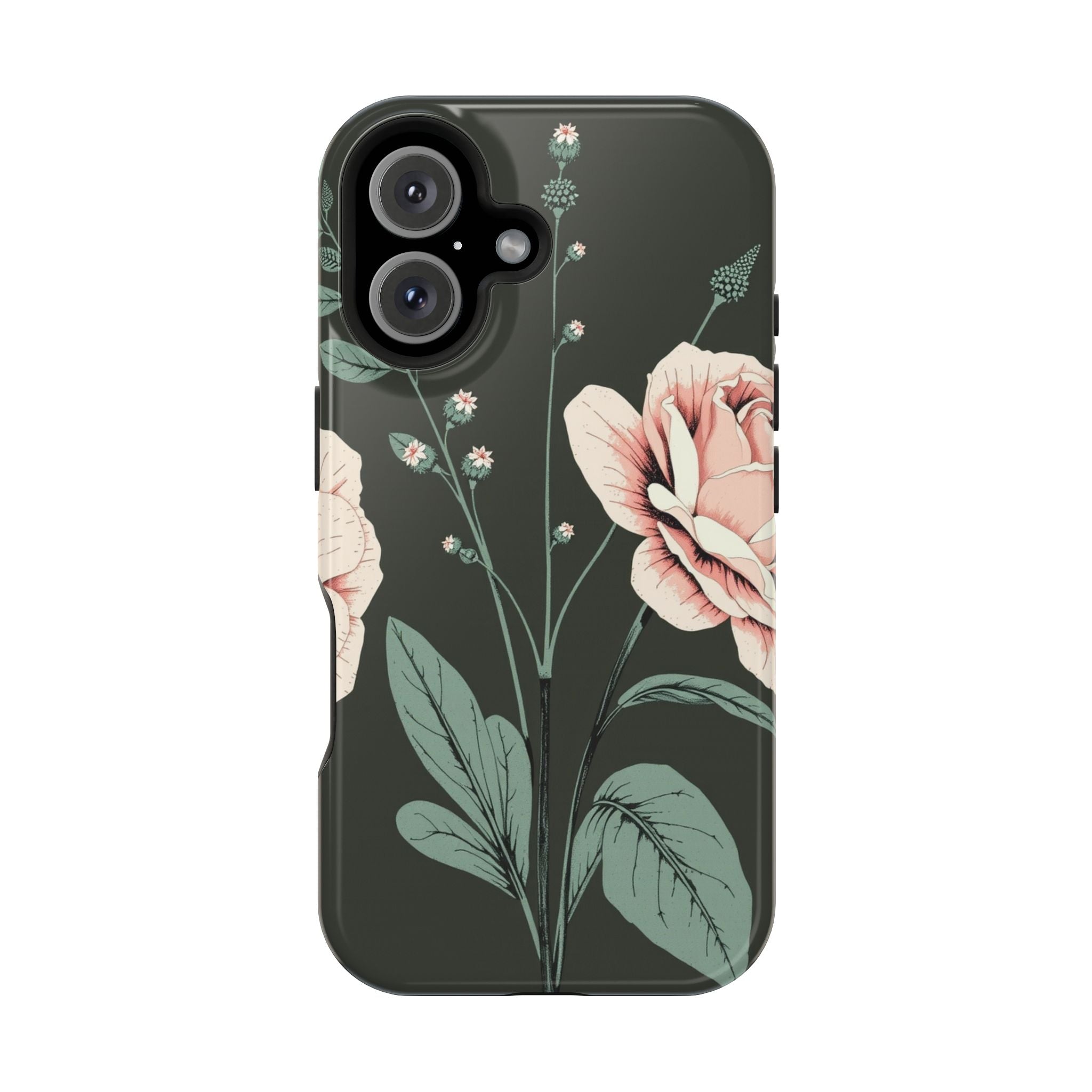 iPhone Mint And Blush Vintage Botanical Print Slim Everyday Designer Case · iPho