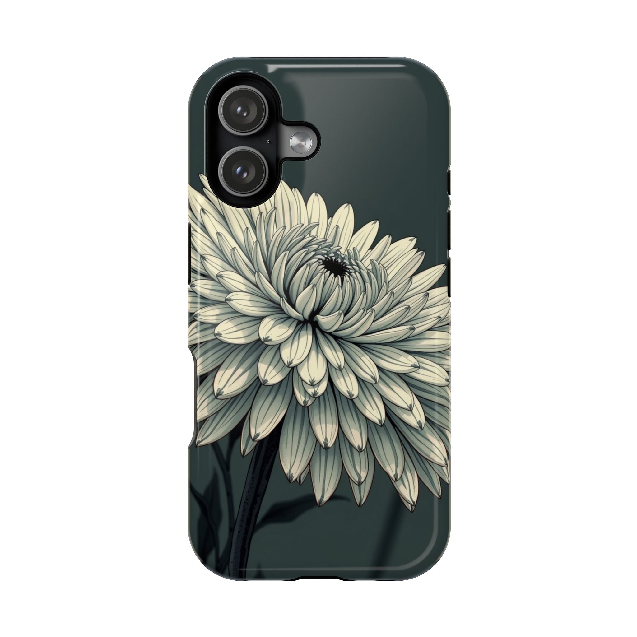 iPhone Chrysanthemum Classic Dark Gothic Ink Carry Case Slim Snap Case · iPhone