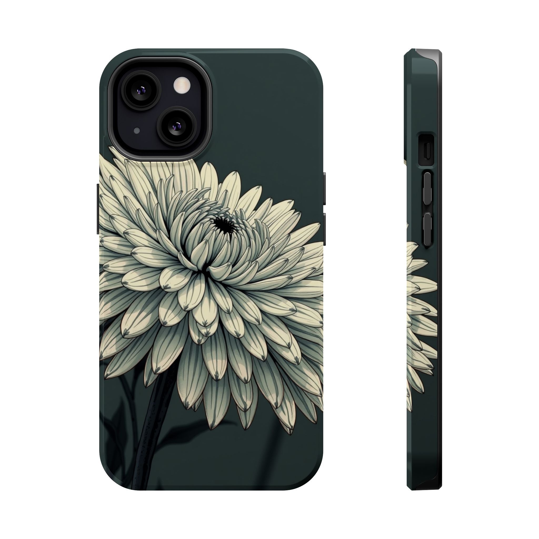 iPhone Chrysanthemum Classic Dark Gothic Ink Carry Case Slim Snap Case · iPhone