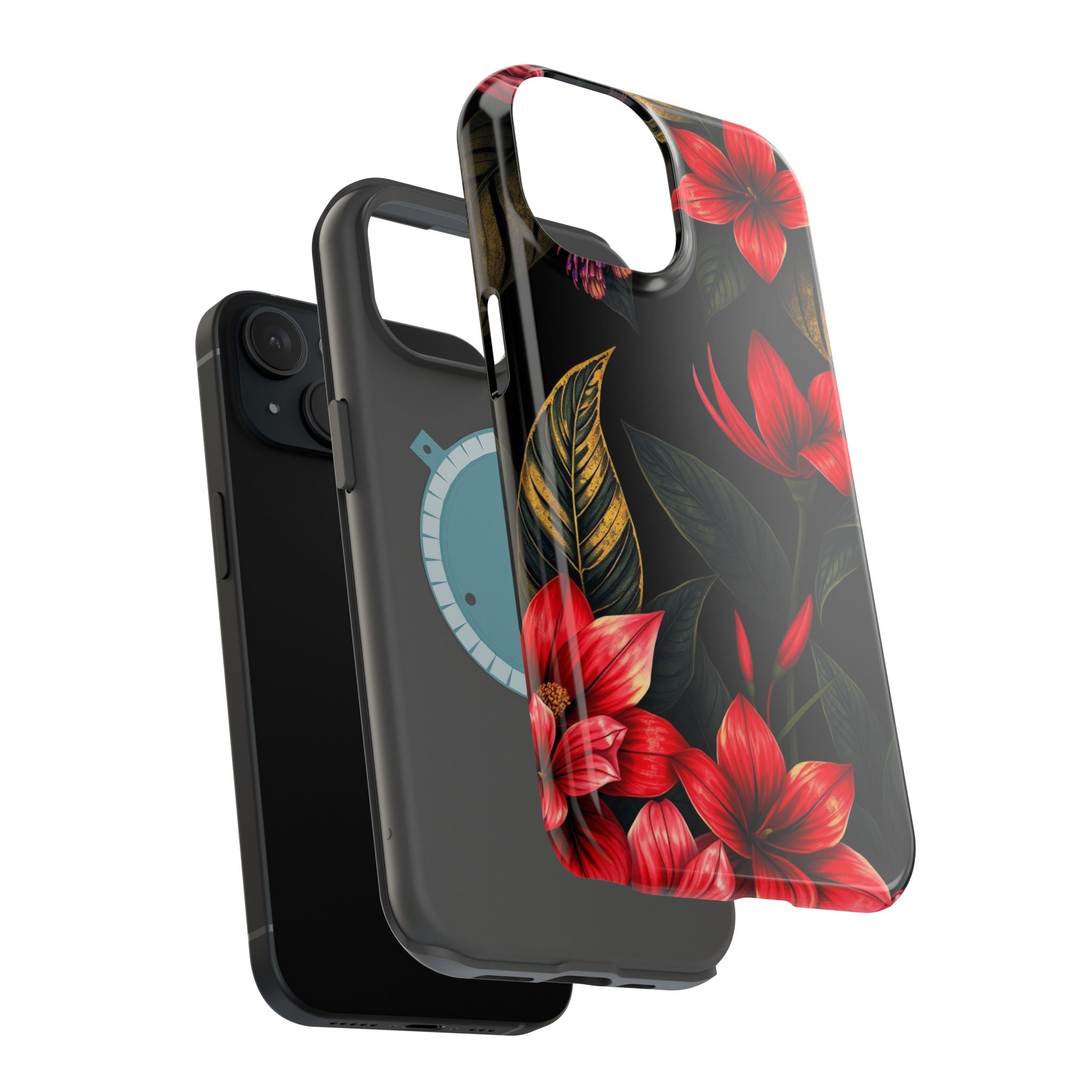 iPhone Black And Crimson Jungle Floral Slim Everyday Designer Case · iPhone Case