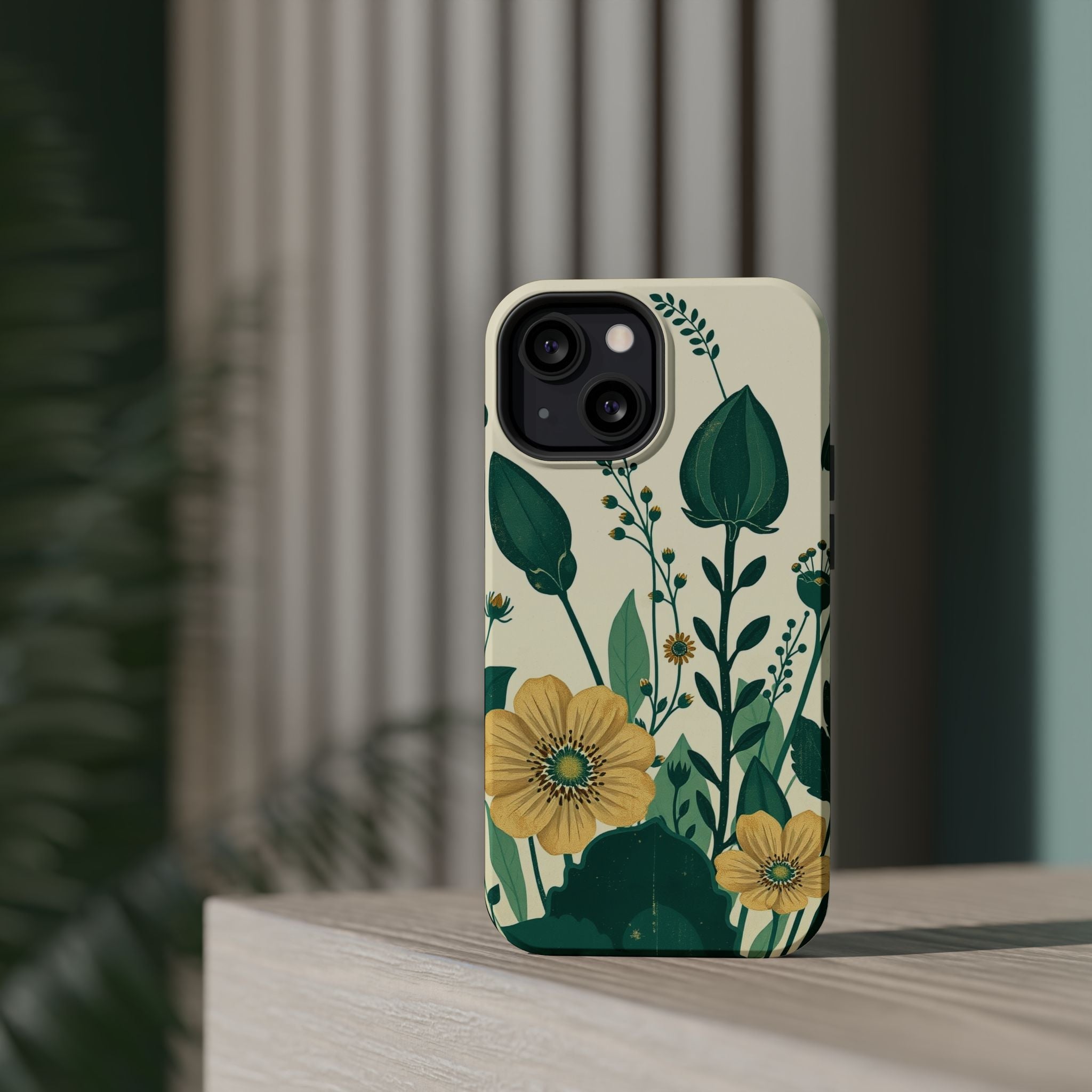 iPhone Emerald Green And Gold Pressed Botanicals Clean iPhone Minimal · iPhone C