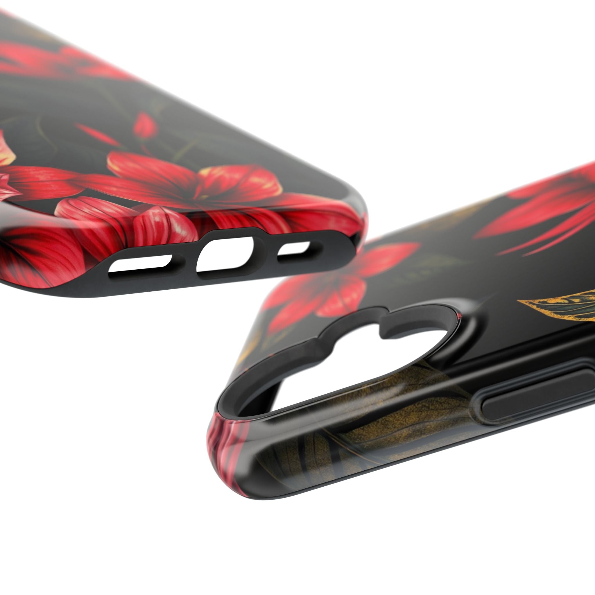 iPhone Black And Crimson Jungle Floral Slim Everyday Designer Case · iPhone Case