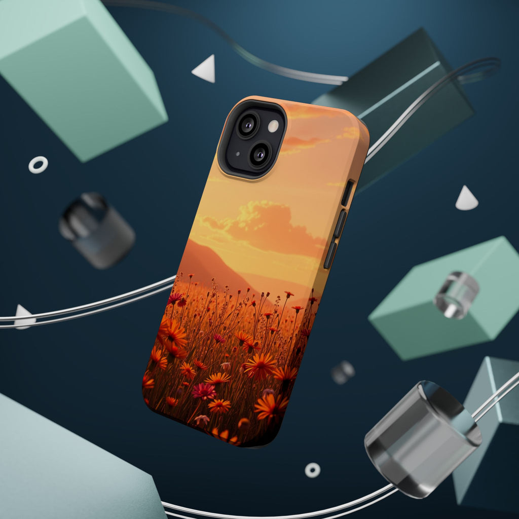 iPhone Sunset Amber And Peach Wildflower Field Soft iPhone Finish · iPhone Case