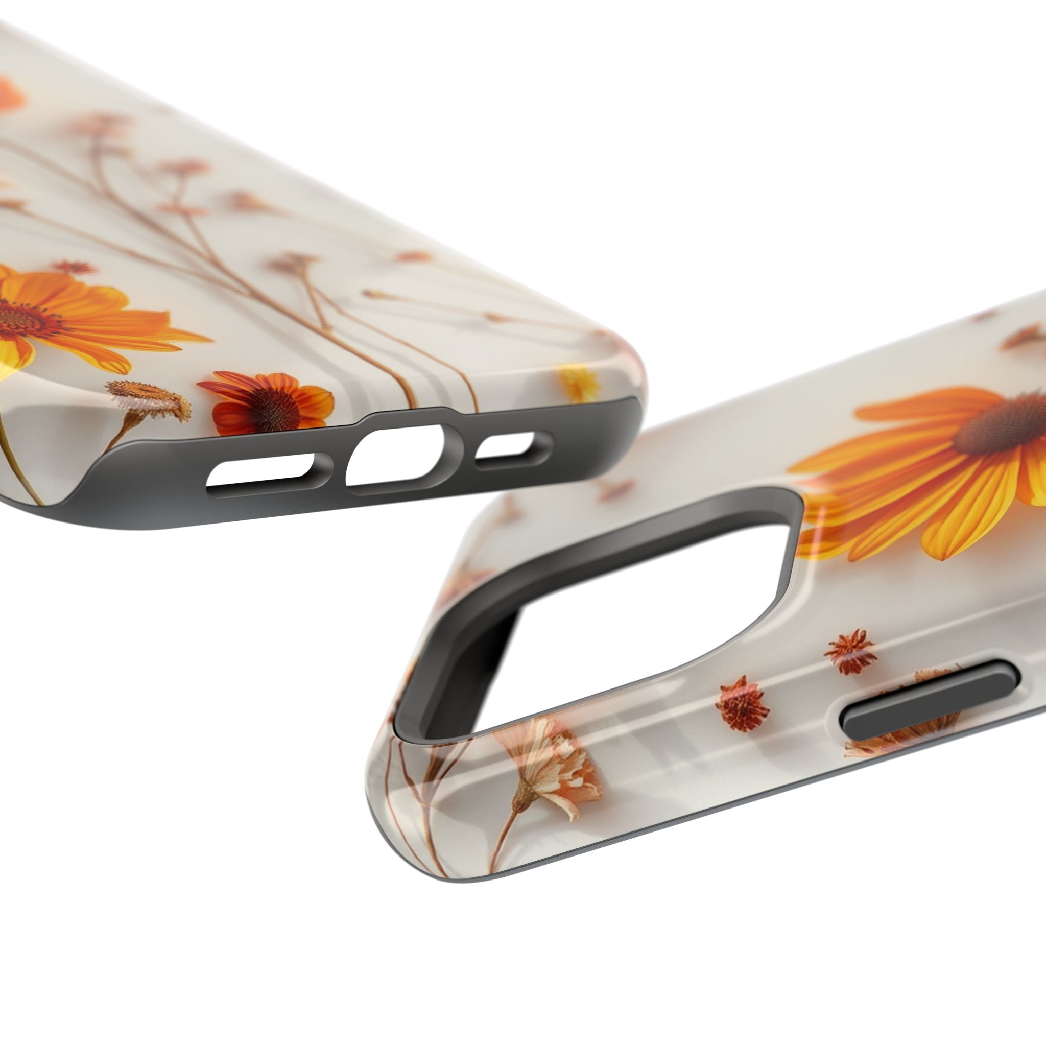 iPhone Mustard And Rust Dried Flower Flat Lay Carry Case Slim Snap Case · iPhone