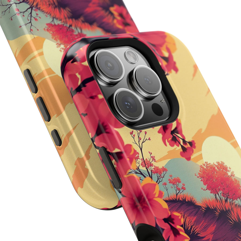 iPhone Sunset Amber And Peach Blossom Trail Soft iPhone 15 Finish · iPhone Case
