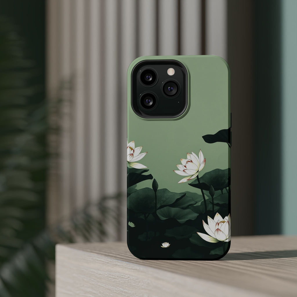 iPhone Sage And Ivory Lotus Pond Bold Modern Everyday Snap Case · iPhone Case