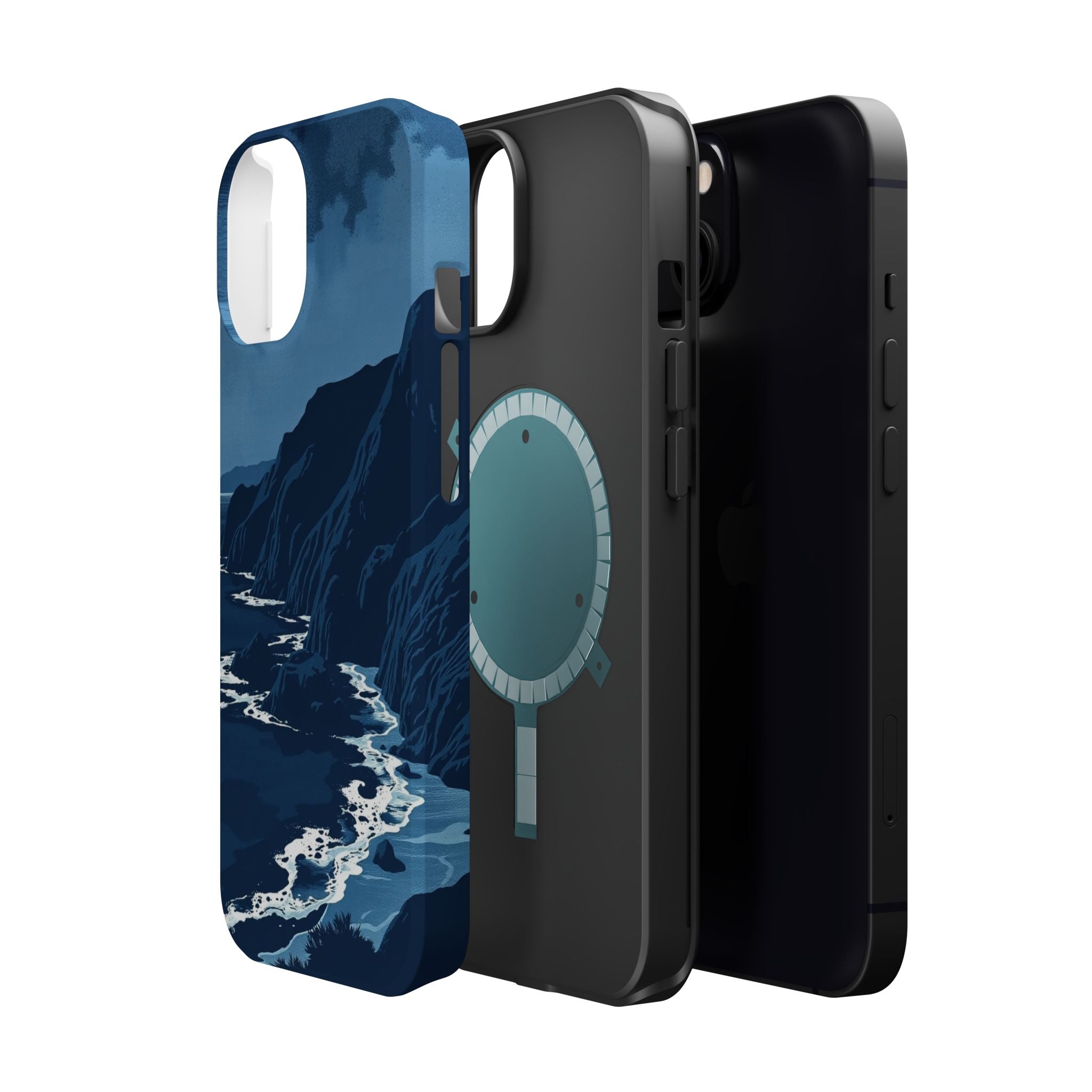 iPhone Midnight Blue And Silver Hibiscus Coast Carry Case Slim Snap Case · iPhon