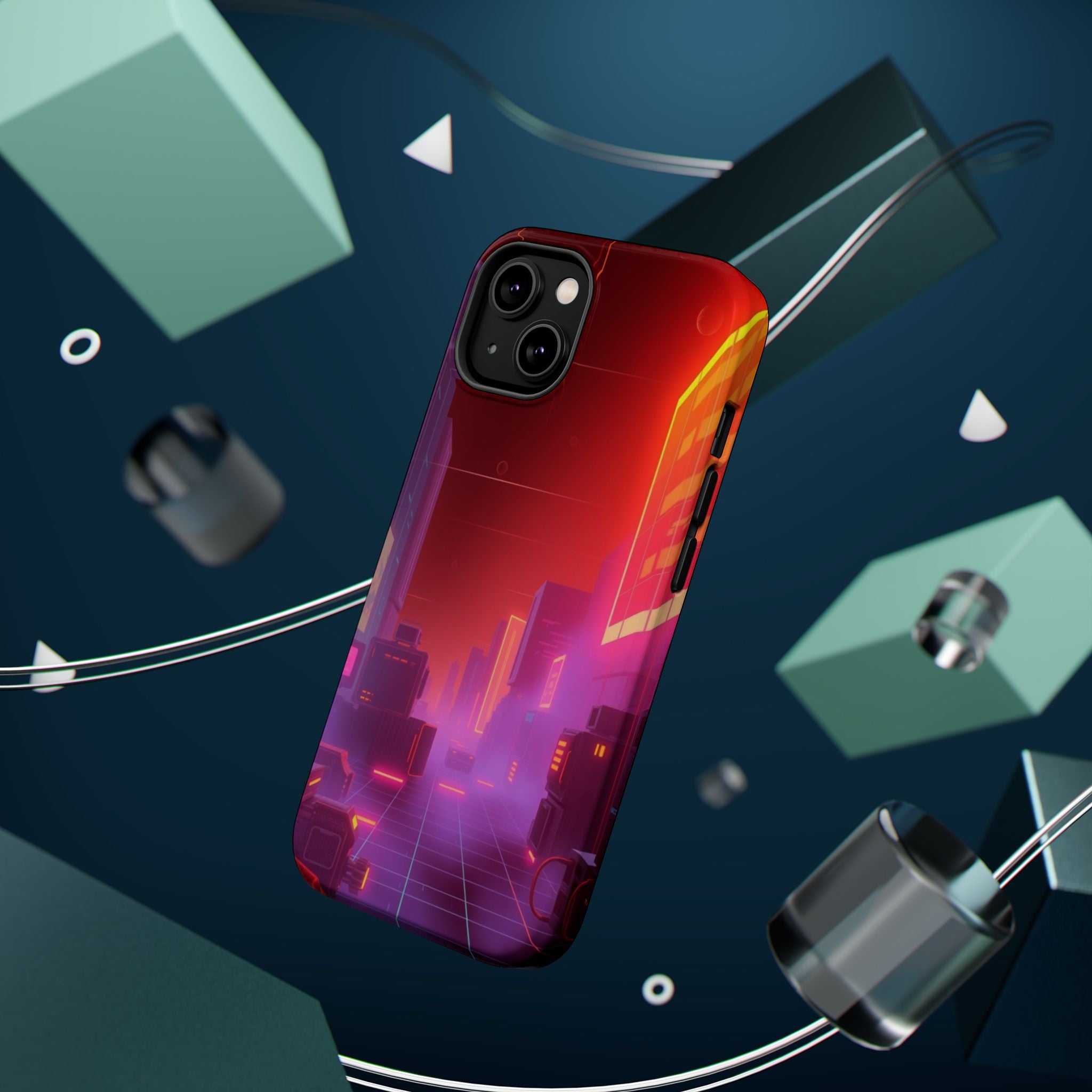 iPhone Dreamy 80s Grid Synthwave Design Slim Everyday Designer Case · iPhone Cas