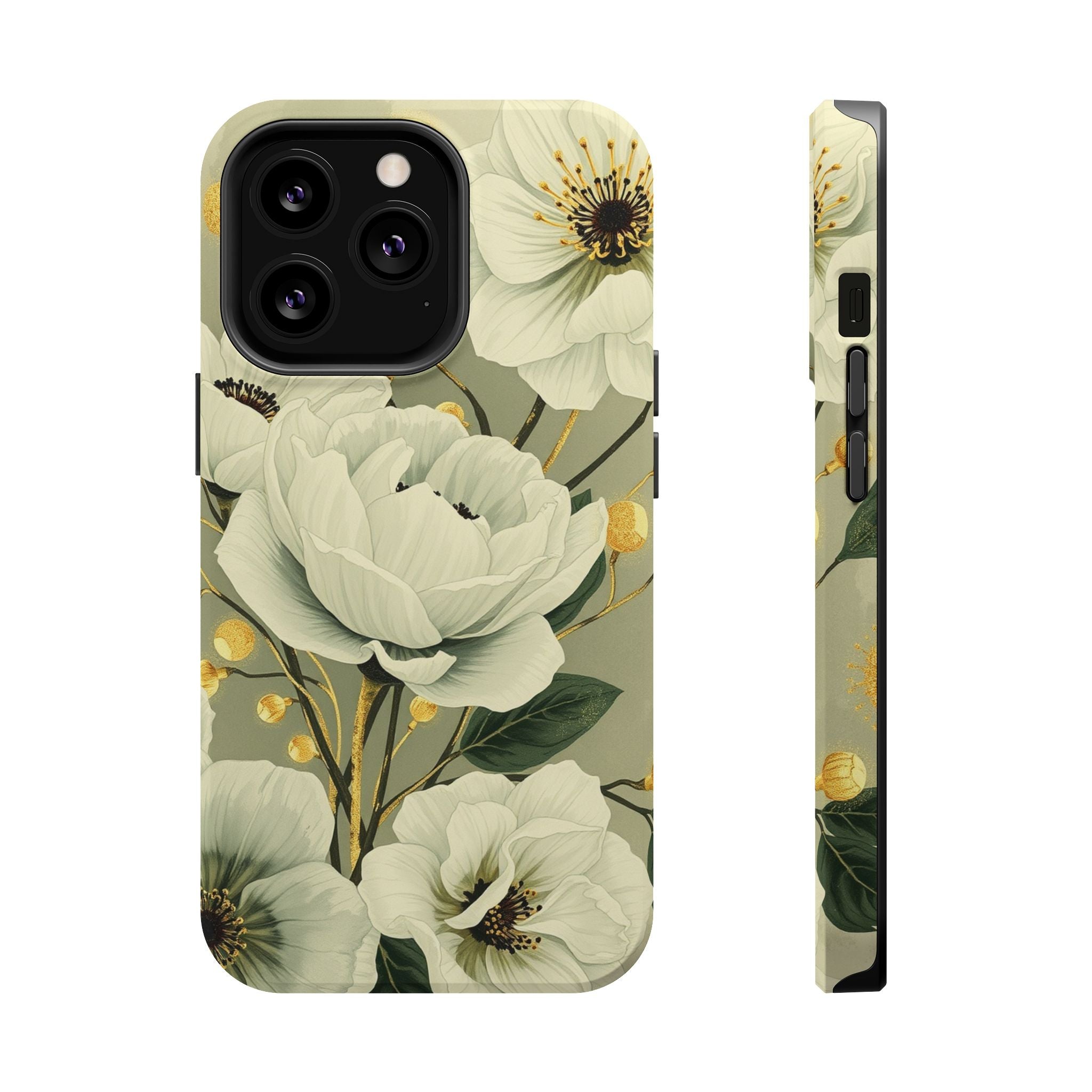 iPhone Sage And Ivory Floral Ink Wash Slim Everyday iPhone 14 Designer · iPhone