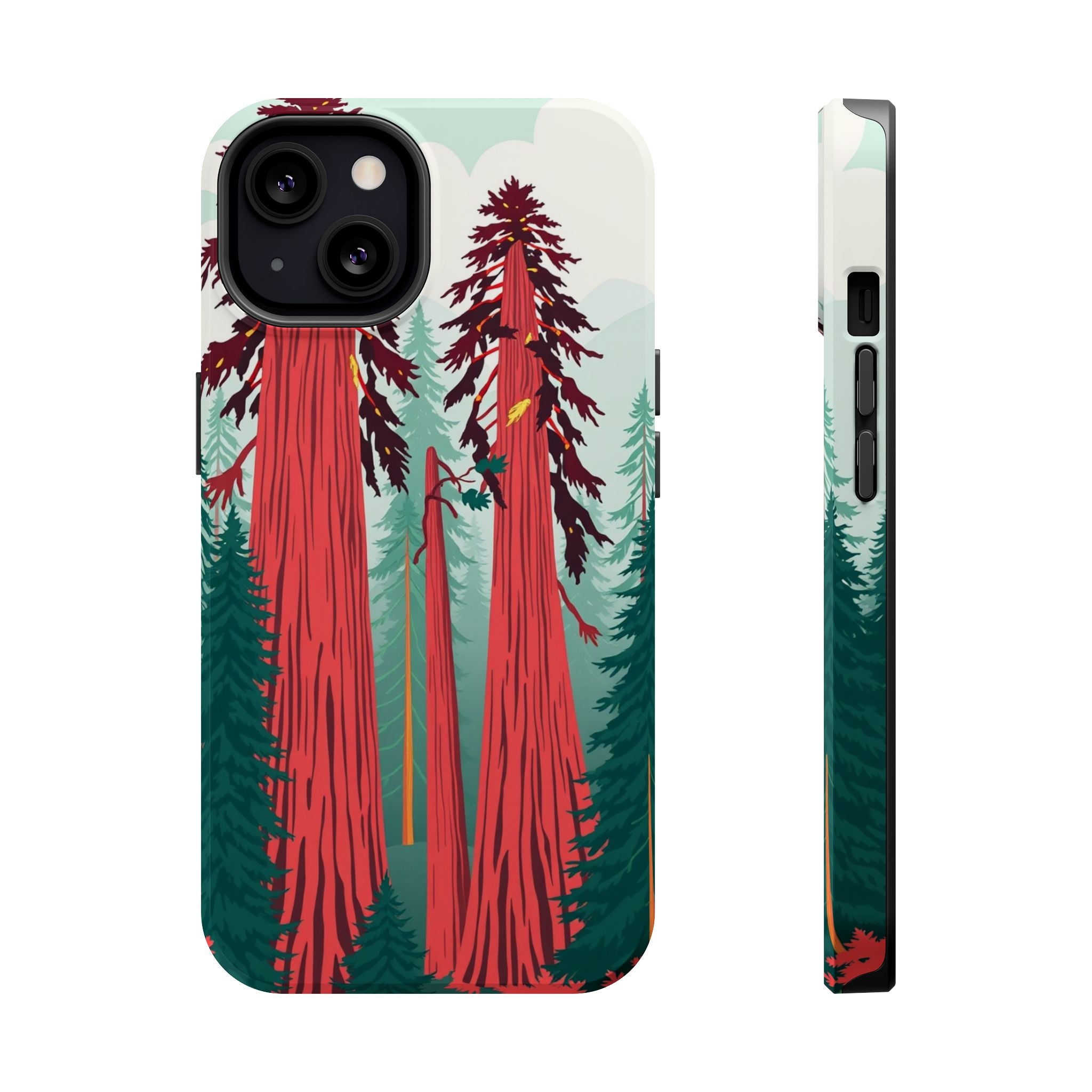 iPhone Teal And Coral Redwood Forest Slim Everyday Designer Case · iPhone Case