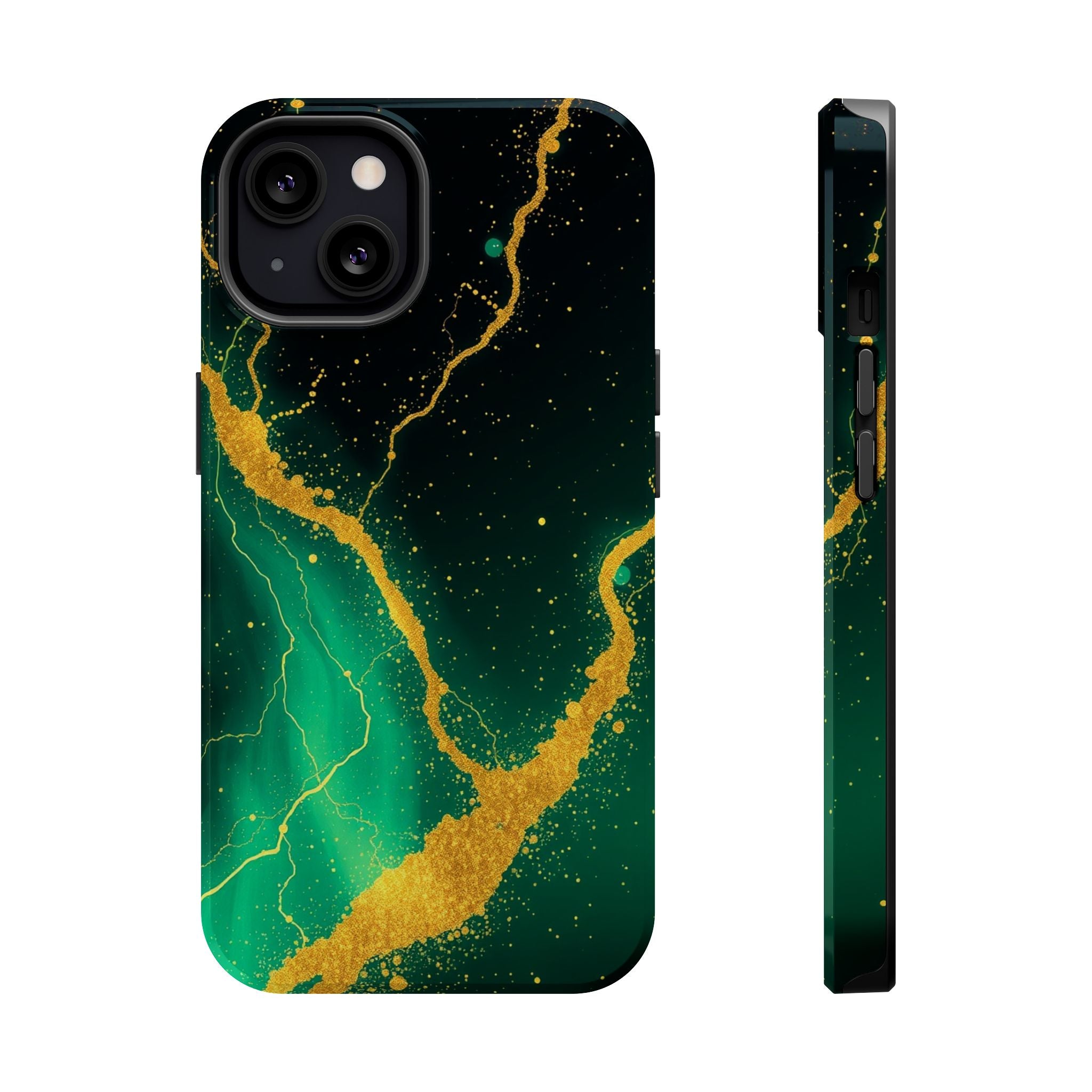 iPhone Emerald Green And Gold Petal Storm Slim iPhone Everyday Designer · iPhone