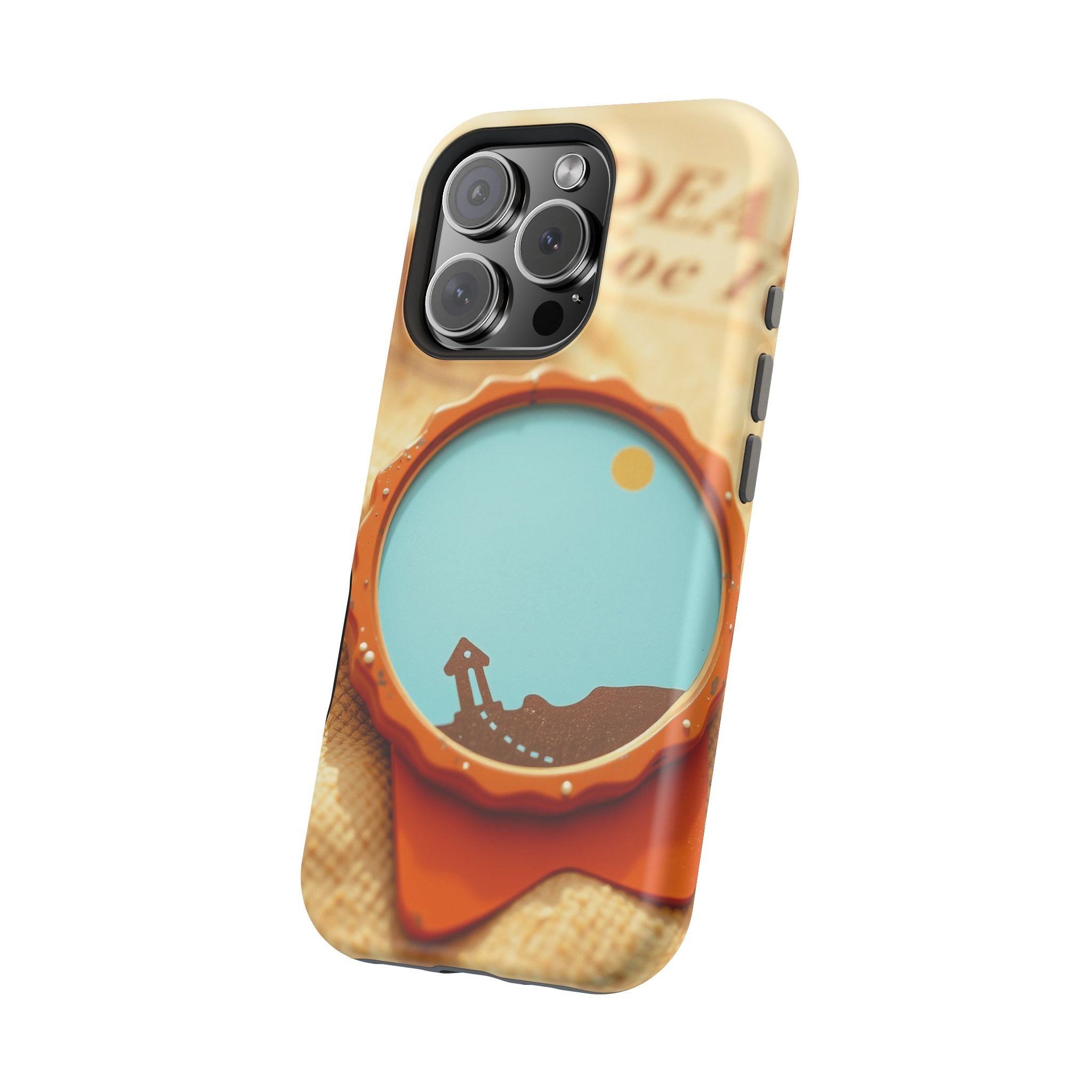 iPhone Burnt Orange And Sand Retro Travel Badge Soft Finish Everyday Case · iPho