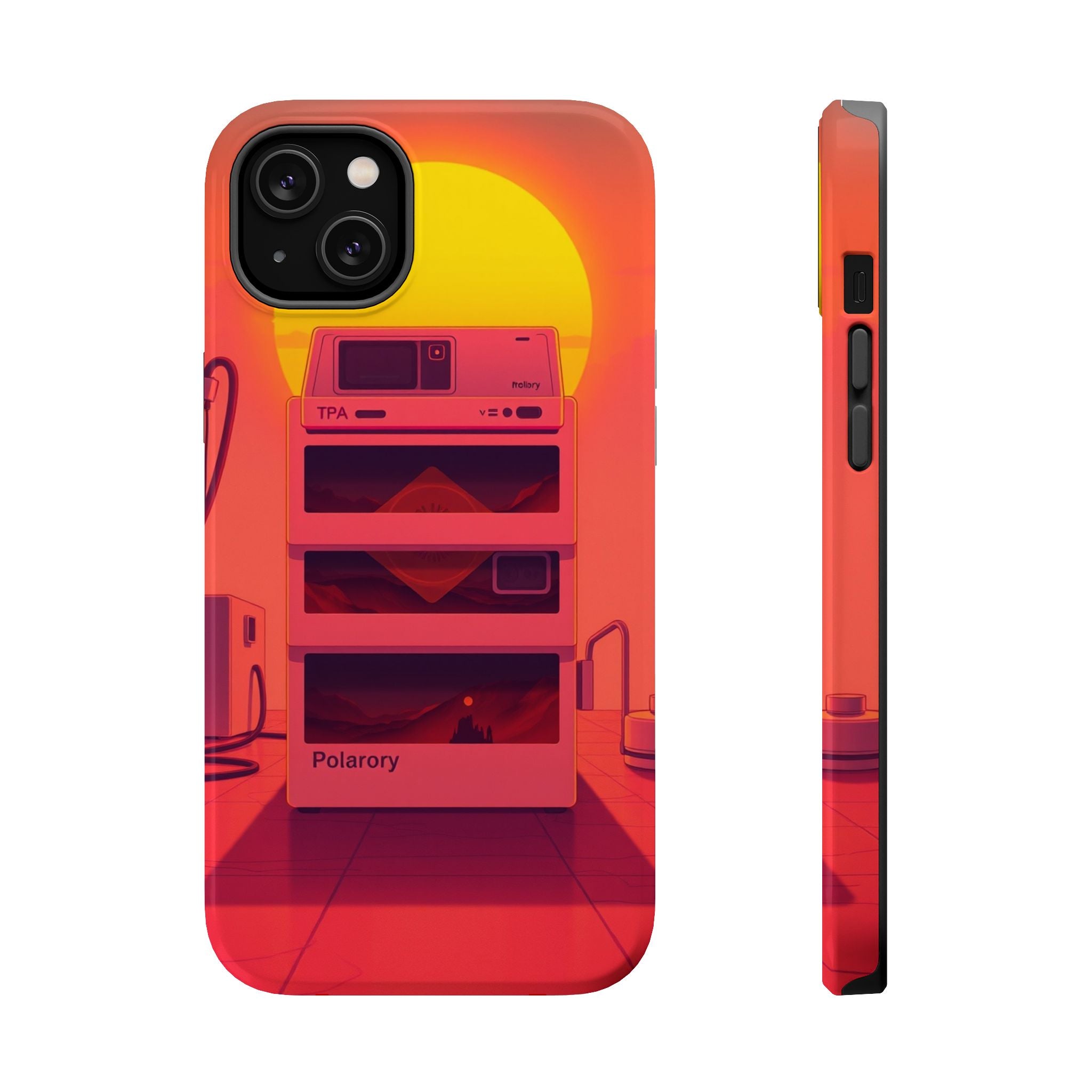iPhone Polaroid Stack Memory Neon Cyberpunk Slim Everyday Designer Case · iPhone