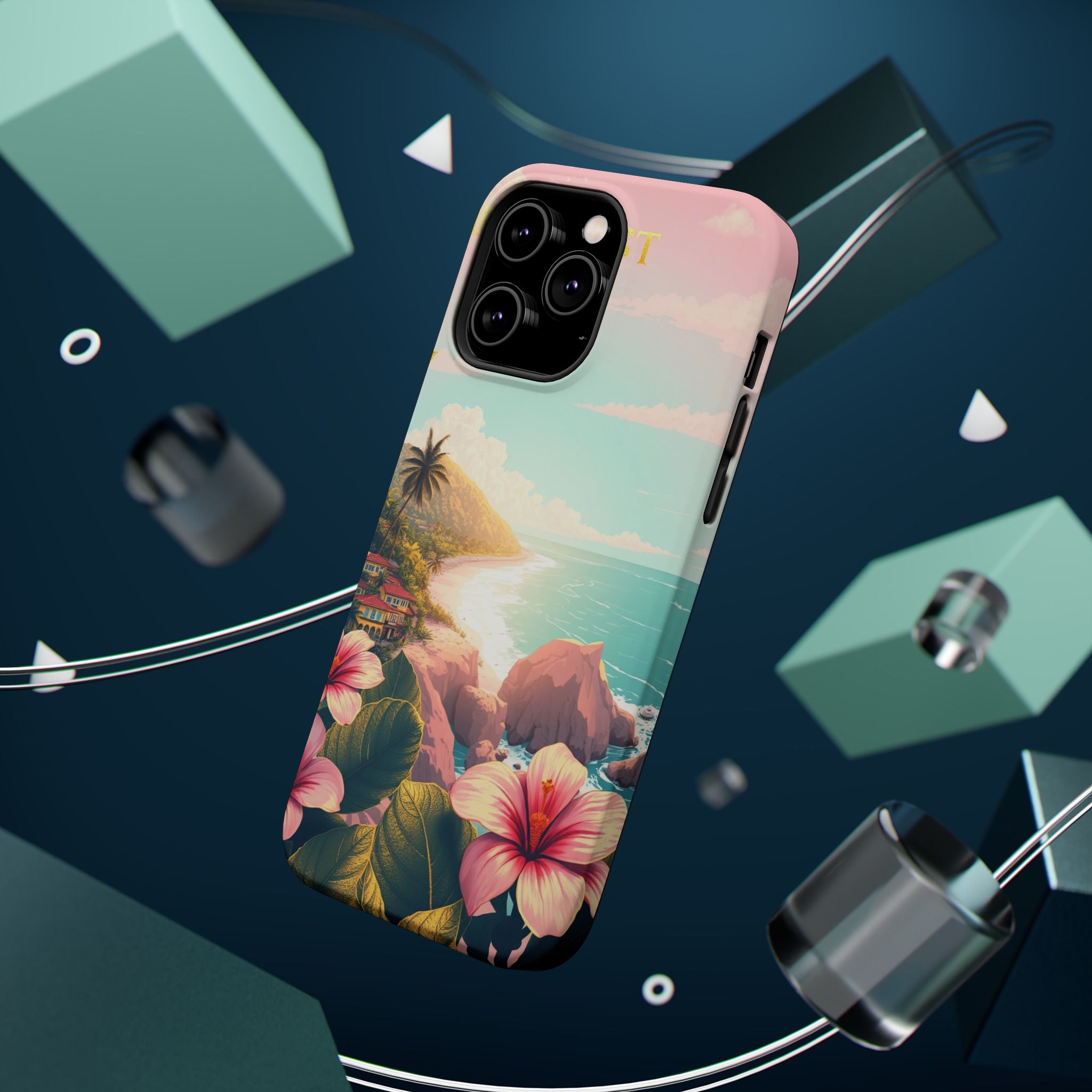 iPhone Mint And Blush Hibiscus Coast Slim Everyday iPhone 14 Designer · iPhone C