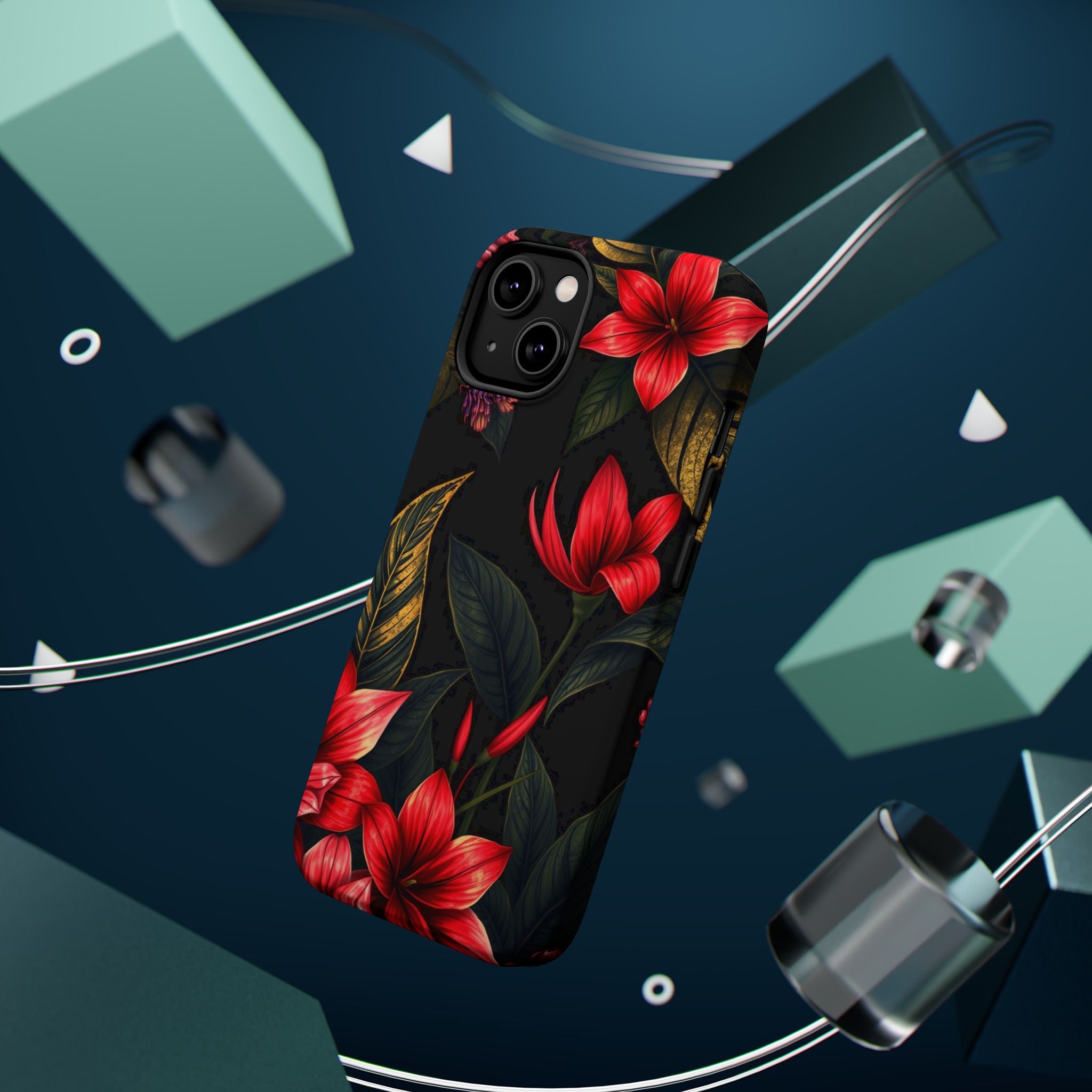 iPhone Black And Crimson Jungle Floral Slim Everyday Designer Case · iPhone Case