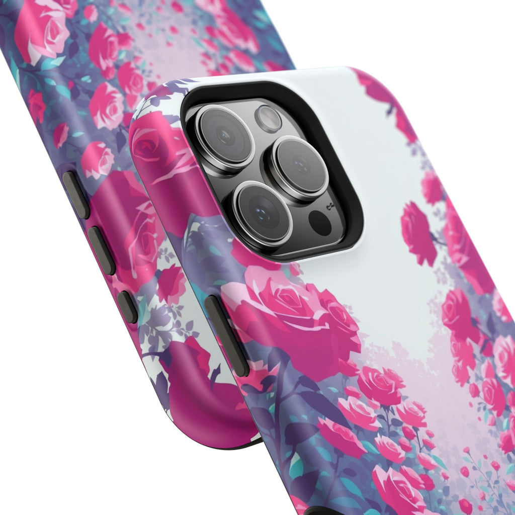 iPhone Cyan And Magenta Rose Garden Slim Everyday Designer Case · iPhone Case