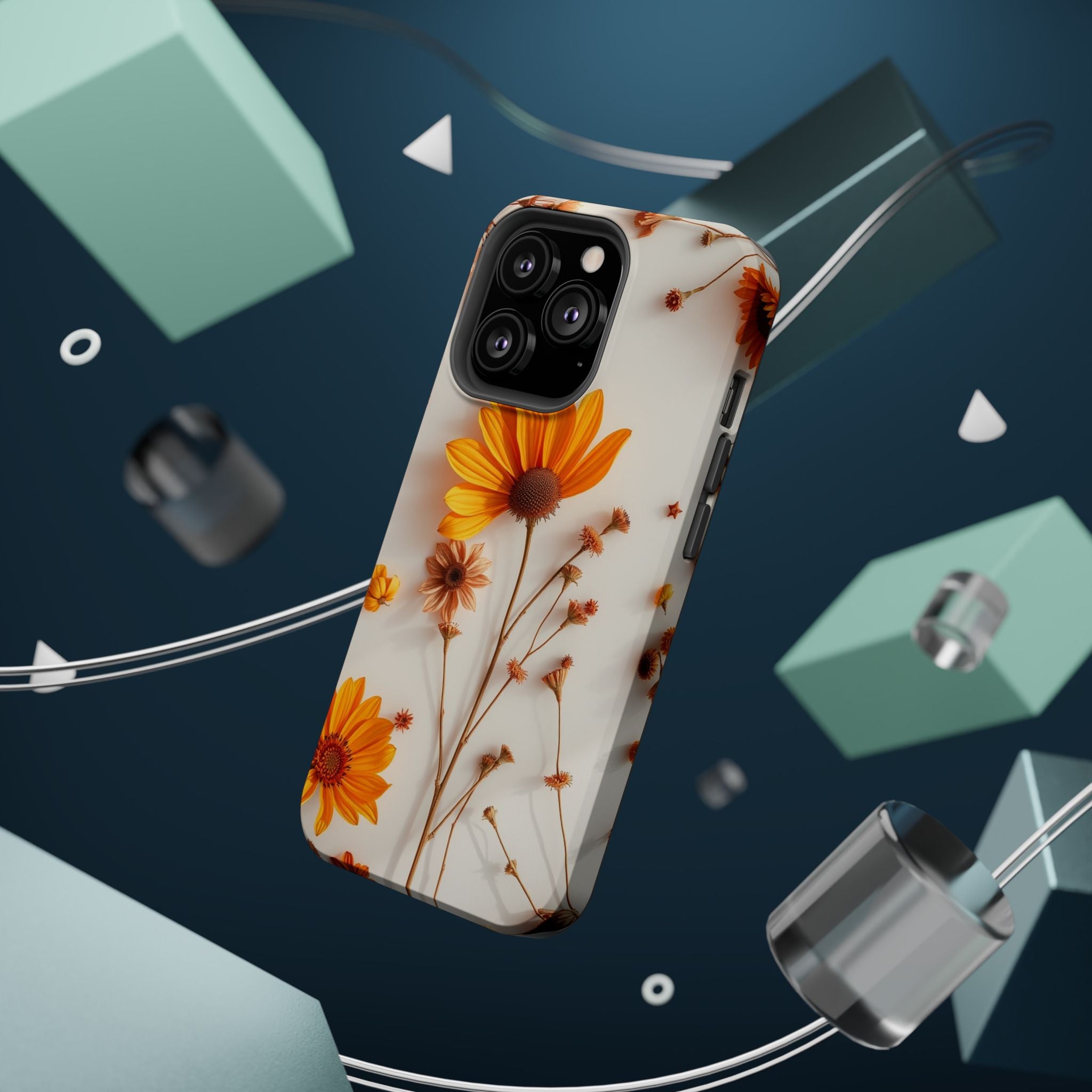 iPhone Mustard And Rust Dried Flower Flat Lay Carry Case Slim Snap Case · iPhone
