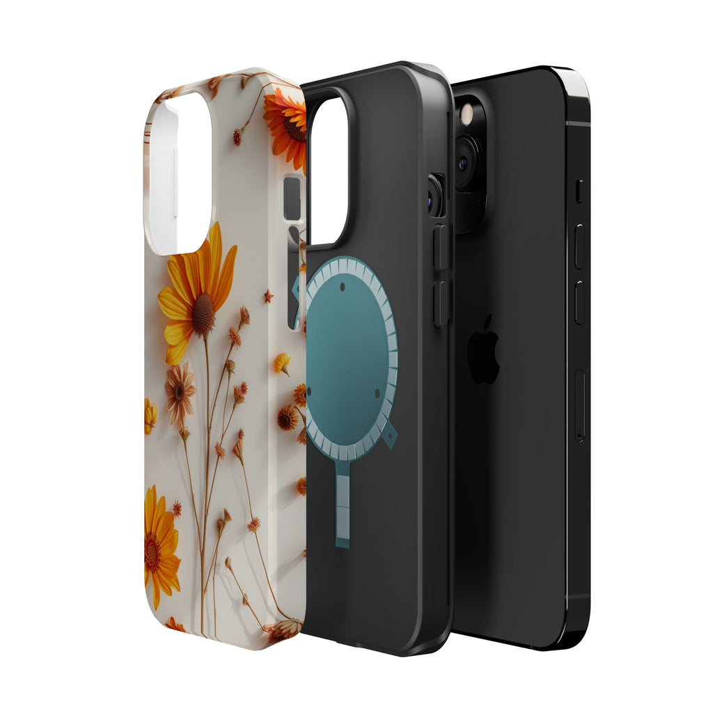 iPhone Mustard And Rust Dried Flower Flat Lay Carry Case Slim Snap Case · iPhone