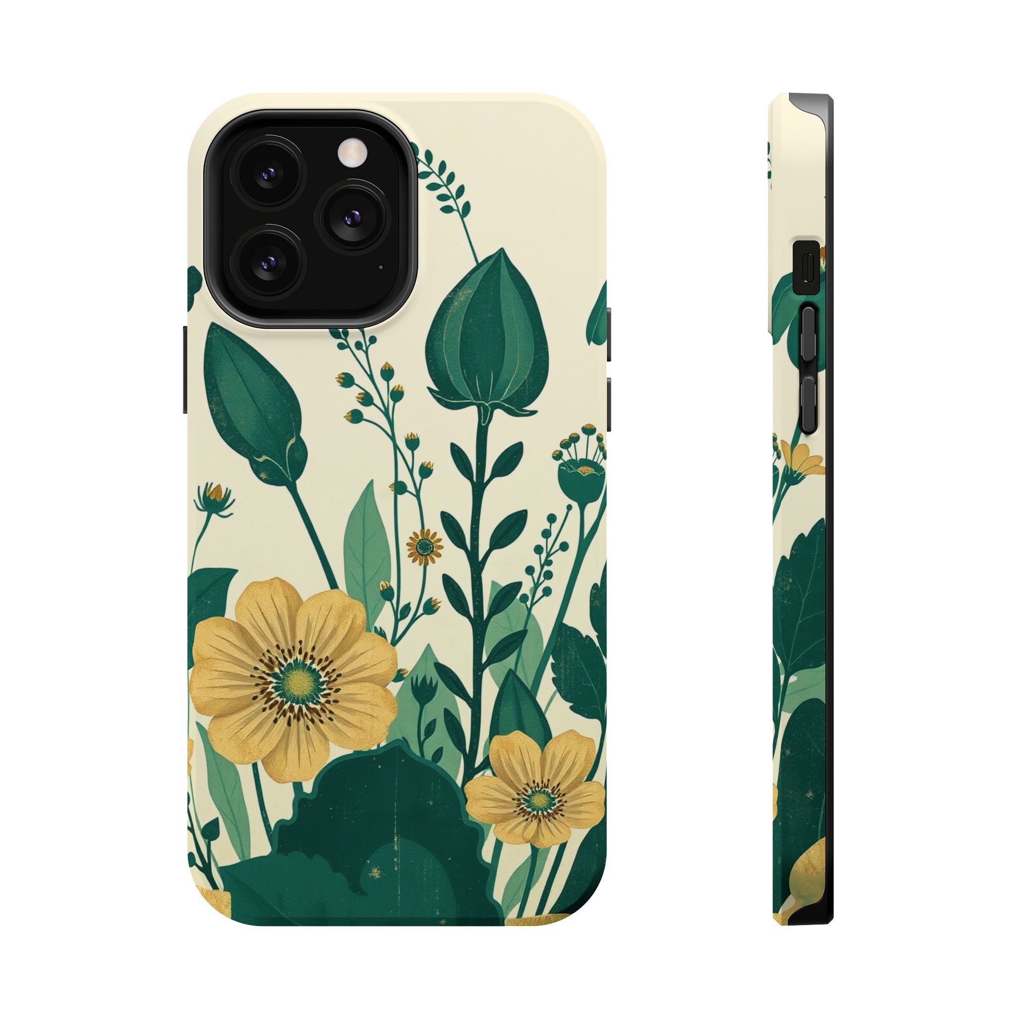 iPhone Emerald Green And Gold Pressed Botanicals Clean iPhone Minimal · iPhone C