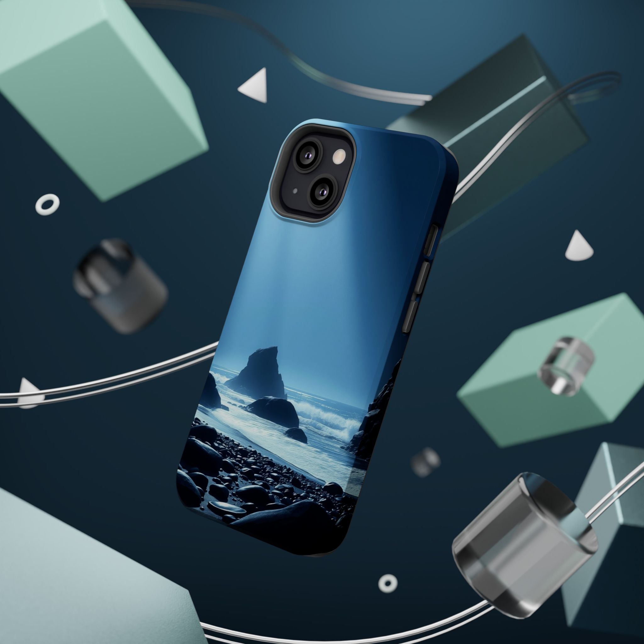iPhone Midnight Blue And Silver Pebble Beach Slim iPhone Everyday · iPhone Case