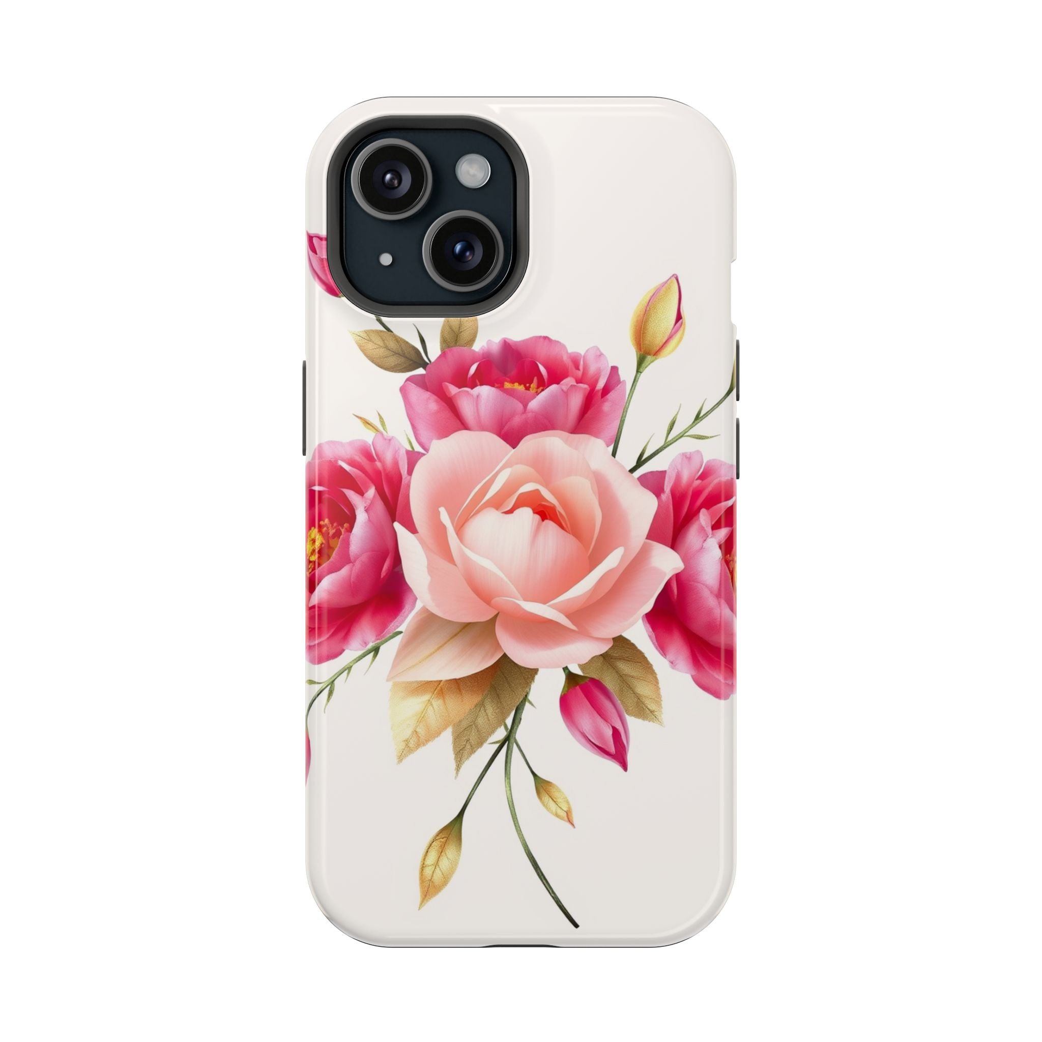iPhone Rose Pink And Cream Neon Floral Slim Everyday Designer Case · iPhone Case