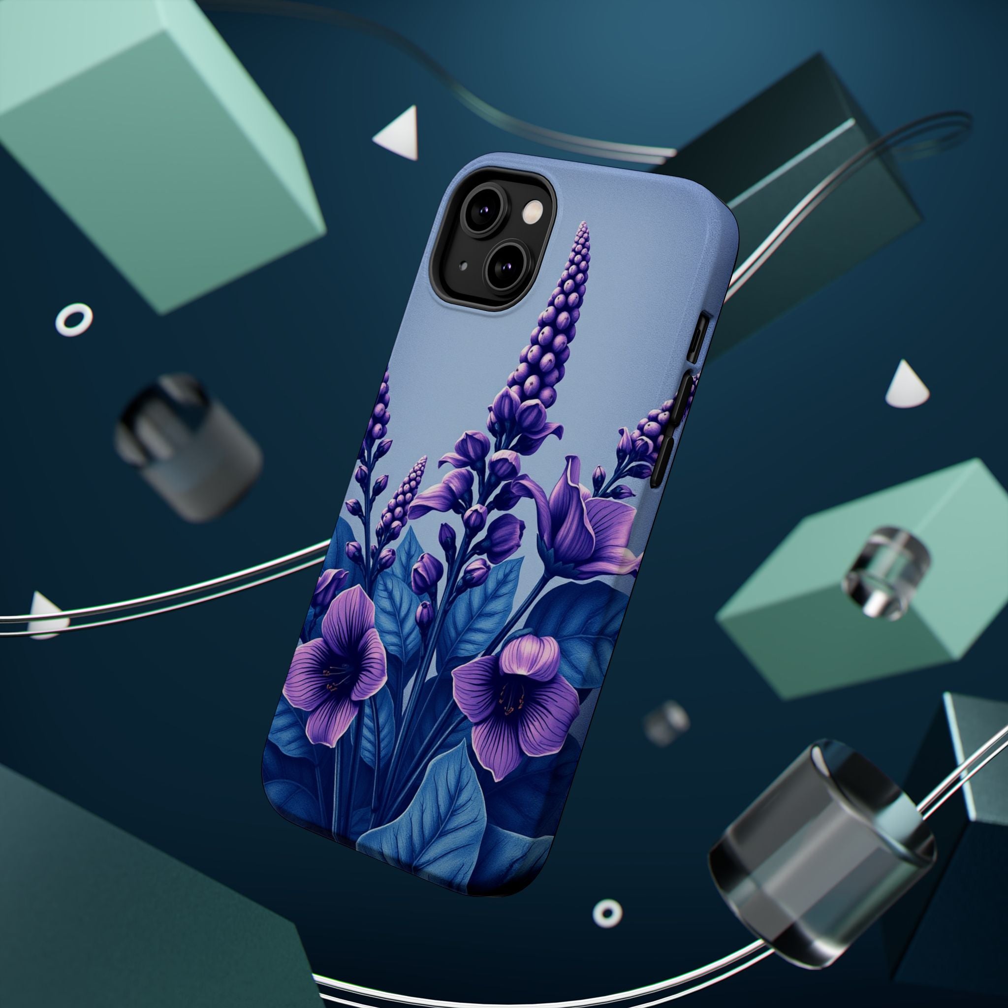 iPhone Indigo And Violet Botanical Illustration Soft iPhone Finish · iPhone Case
