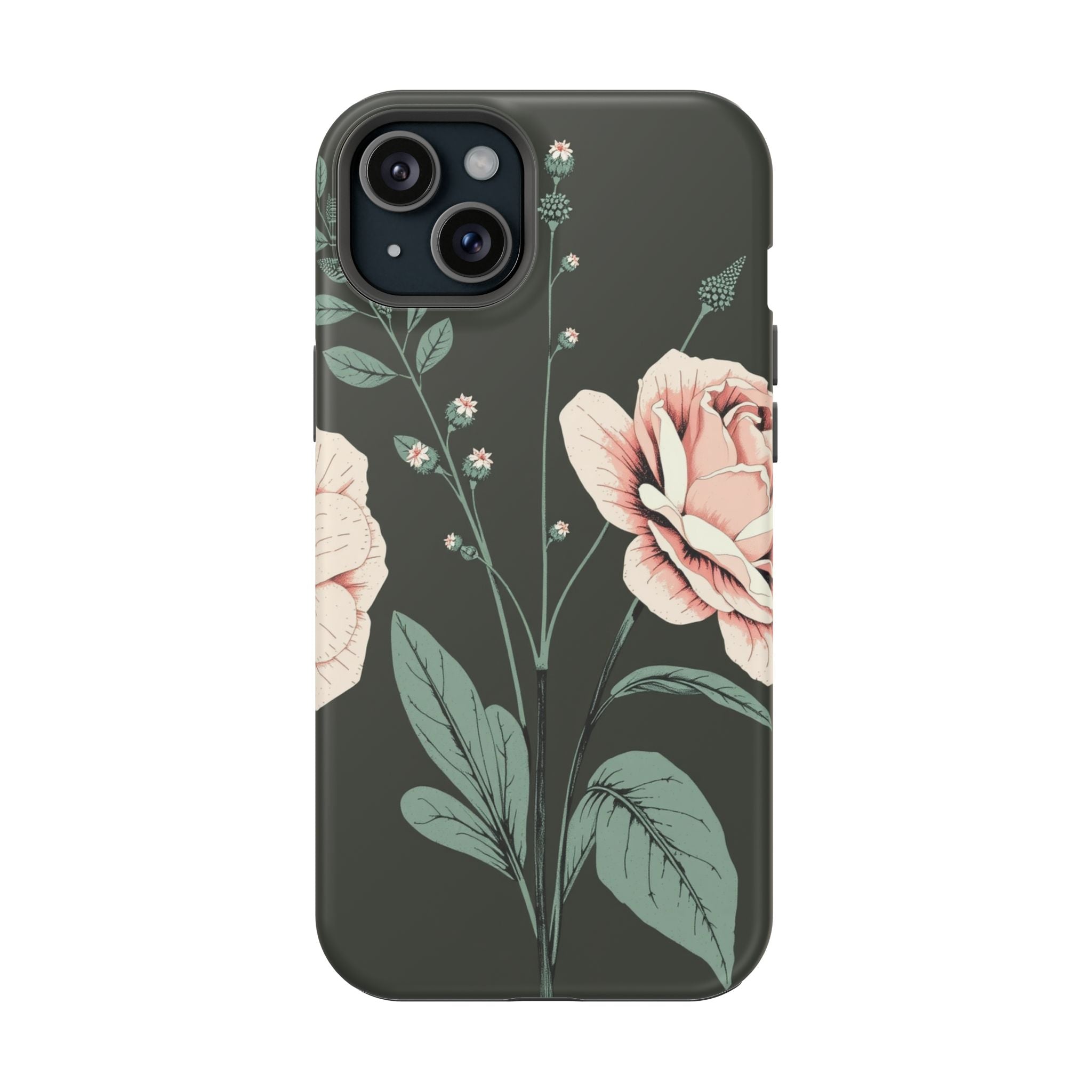 iPhone Mint And Blush Vintage Botanical Print Slim Everyday Designer Case · iPho