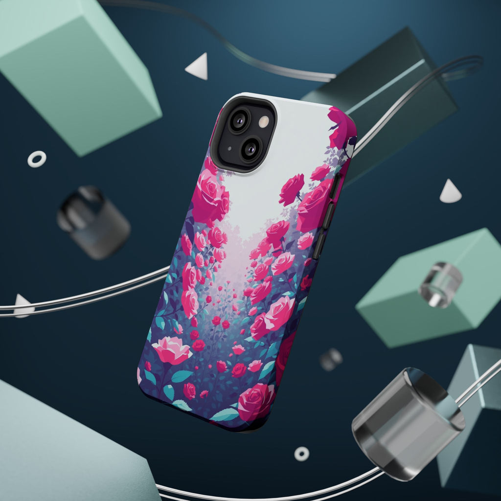 iPhone Cyan And Magenta Rose Garden Slim Everyday Designer Case · iPhone Case