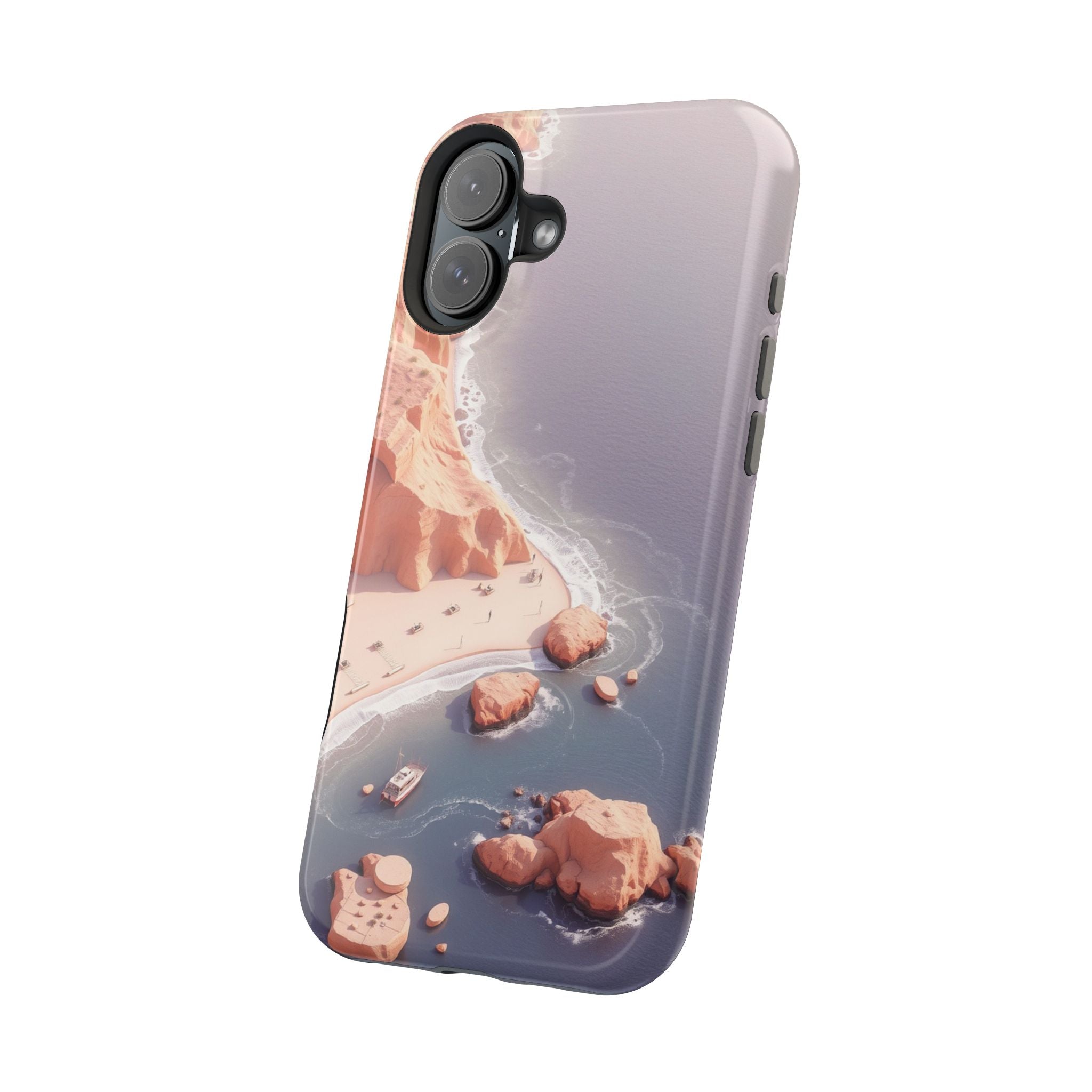 iPhone Rose Pink And Cream Shoreline Aerial Soft iPhone 17 Finish · iPhone Case