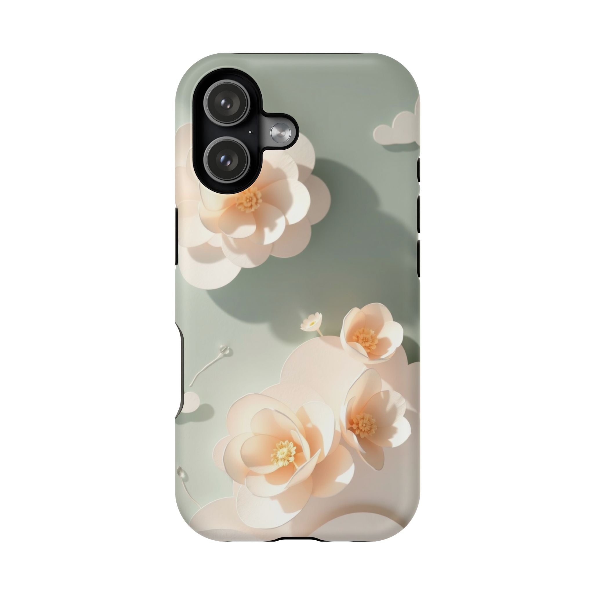 iPhone Sage And Ivory Pastel Floral Cloud Slim iPhone Everyday Designer · iPhone