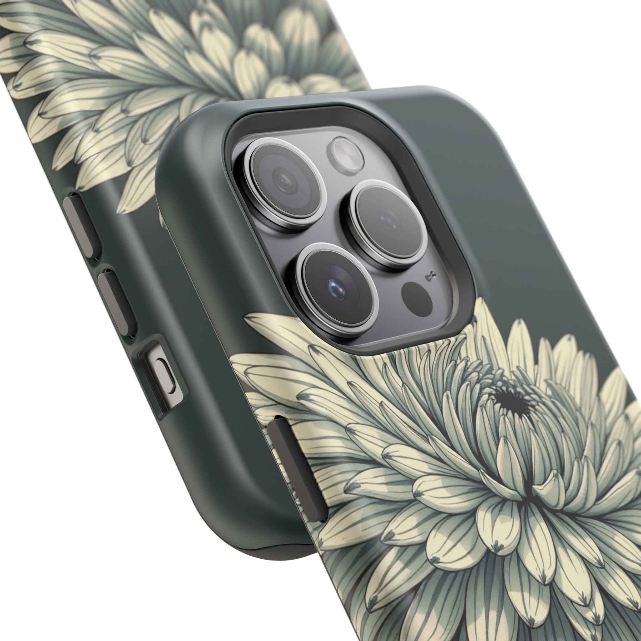 iPhone Chrysanthemum Classic Dark Gothic Ink Carry Case Slim Snap Case · iPhone
