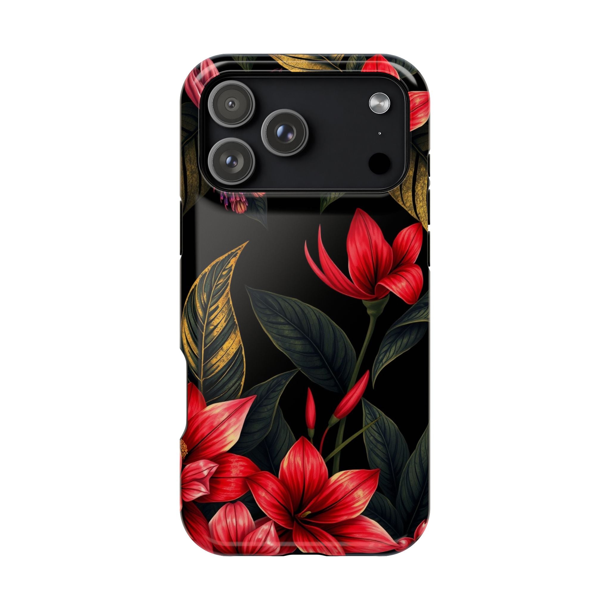 iPhone Black And Crimson Jungle Floral Slim Everyday Designer Case · iPhone Case