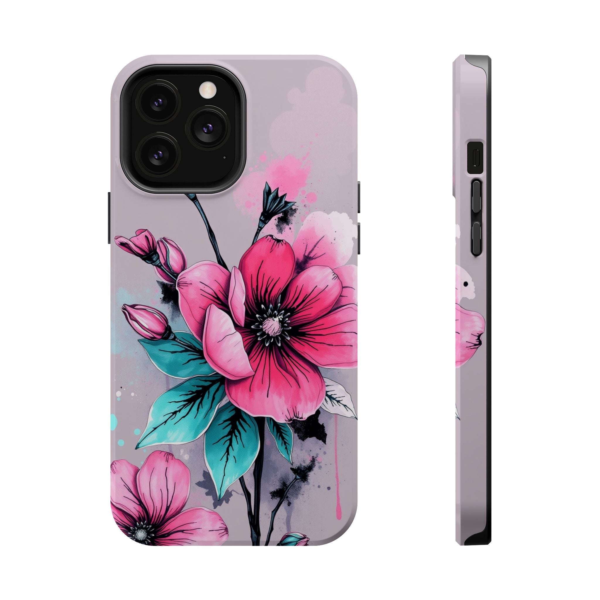 iPhone Mint And Blush Floral Ink Wash Slim Everyday Designer Case · iPhone Case