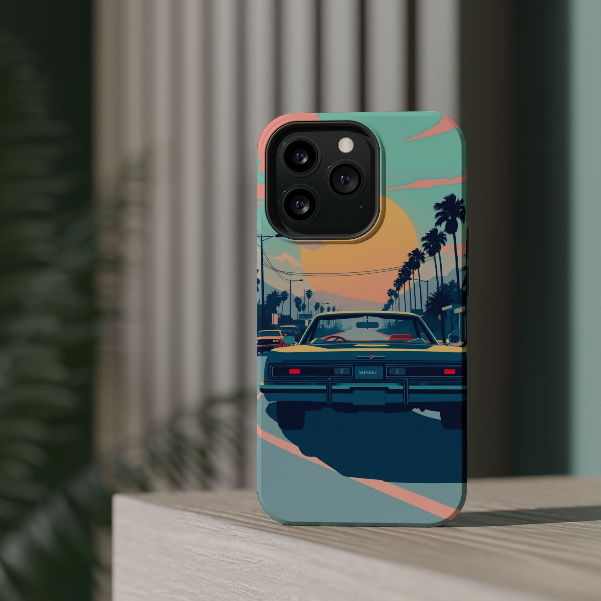 iPhone Sunset Drive 80s Pop Art Bold Slim Everyday Designer Case · iPhone Case